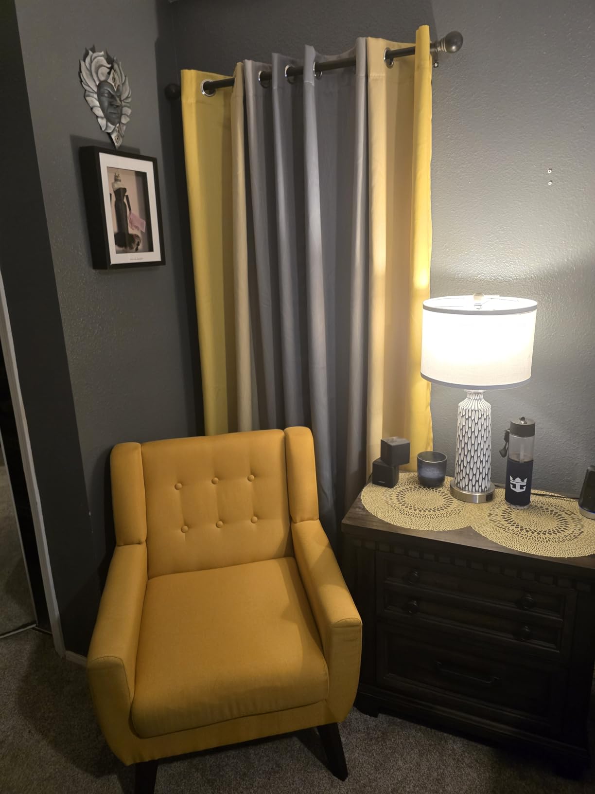 Estelar Textiler Navy Blue and Greyish White Blackout Curtains for Bedroom 84 Inches Long, Full Room Darkening Grommet Curtains for Living Room,Thermal Insulated Ombre Drapes,52Wx84L,2 Panels customer photo 2