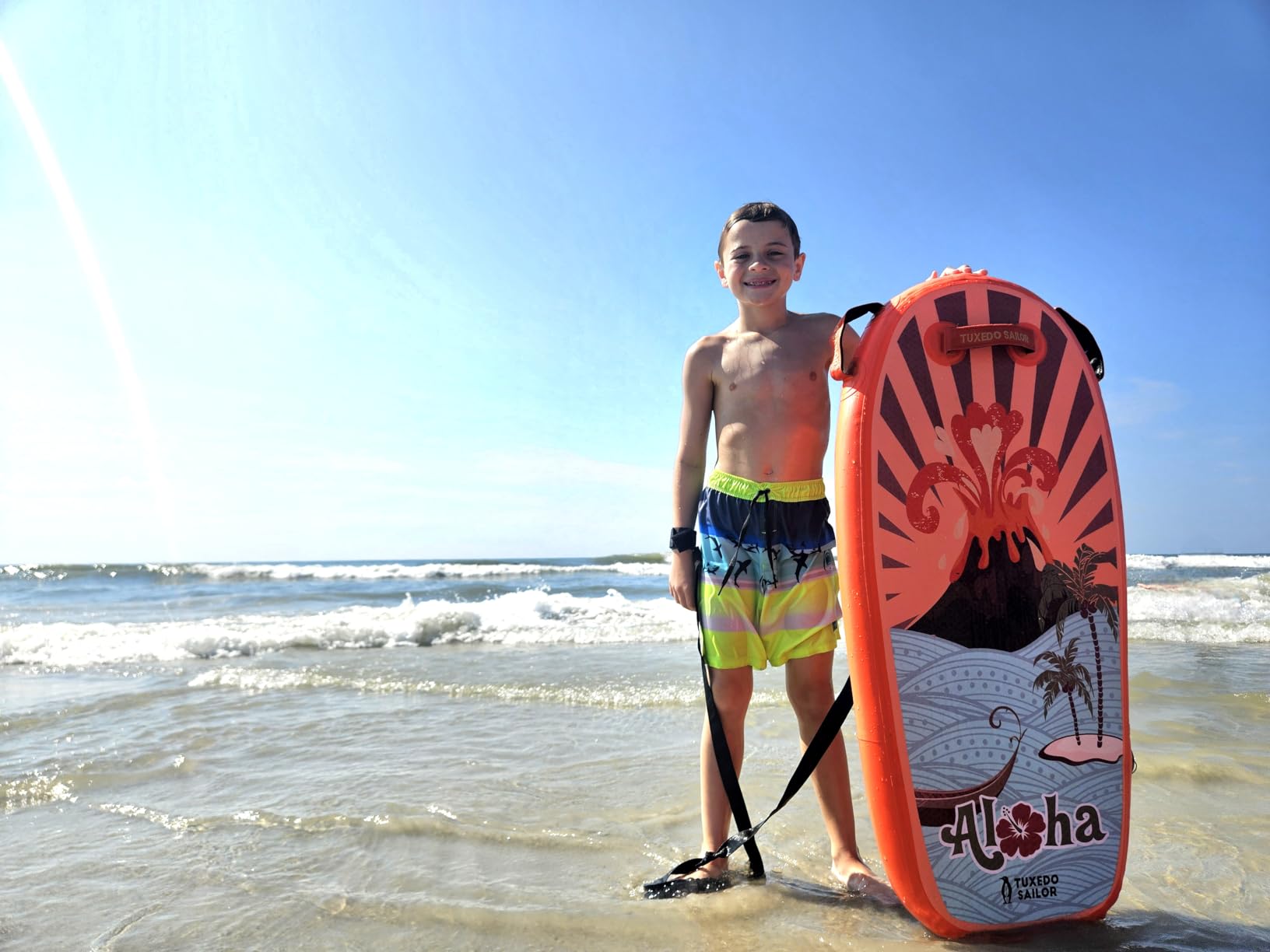 Tuxedo Sailor Inflatable Bodyboard - Beach Kids Surf Board - Ultra Lightweight PVC Core Body Board for Beach and Pool, with Wrap Wrist Straps, Foldable, Perfect Surf for Teens and Adults customer photo 2