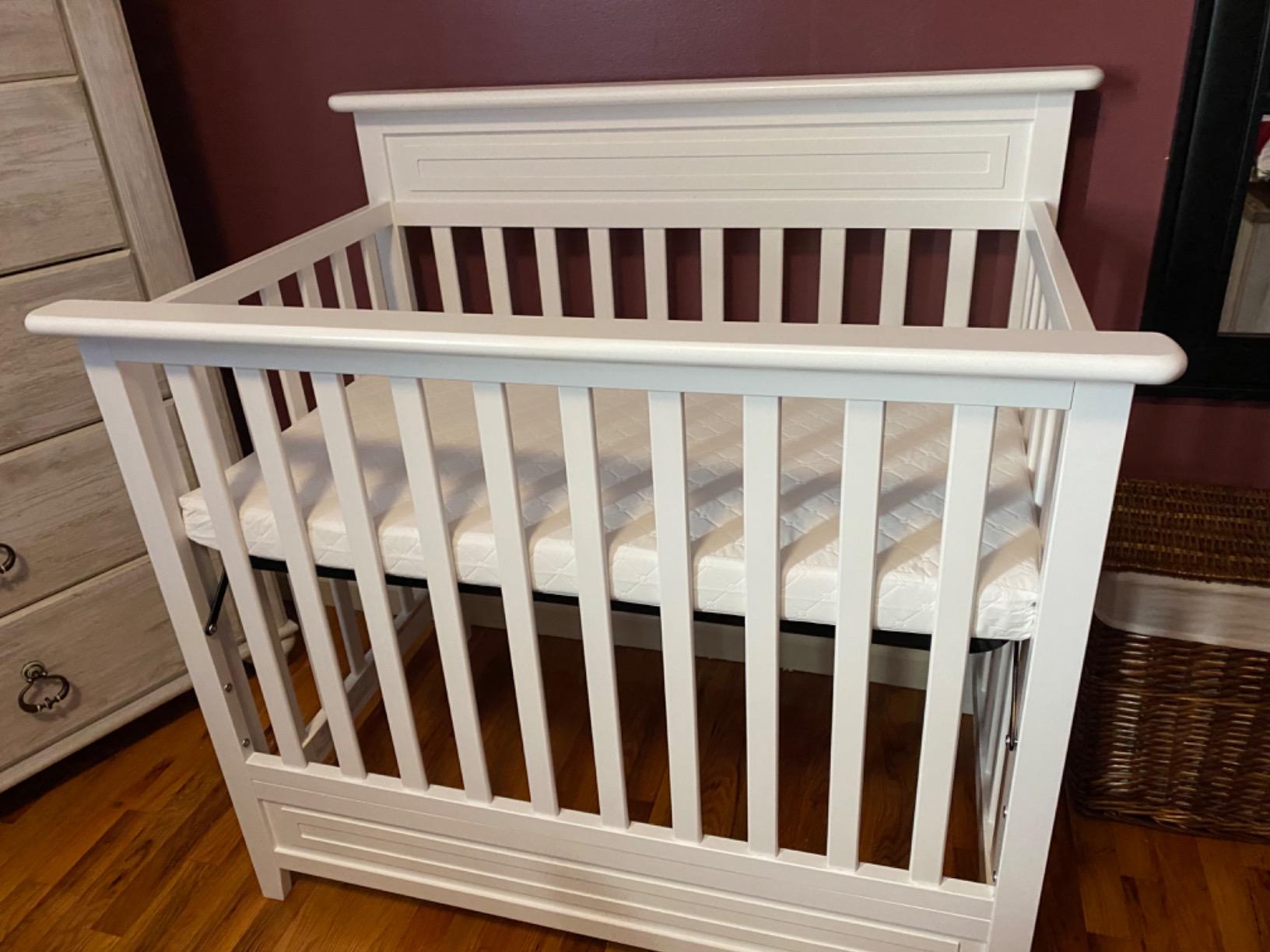 STORKCRAFT Petal 4-in-1 Convertible Mini Crib - GREENGUARD Gold Certified, Converts to Daybed and Twin-Size Bed, Bonus 2.75-inch Mini Crib Mattress Included, Ideal for Small Spaces (Pebble Gray) customer photo 2