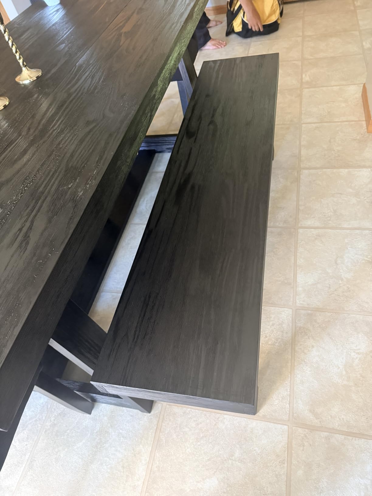 Plank+Beam 60 Inch Farmhouse Dining Bench, Solid Wood Entryway Bench, Pecan Wirebrush customer photo 2