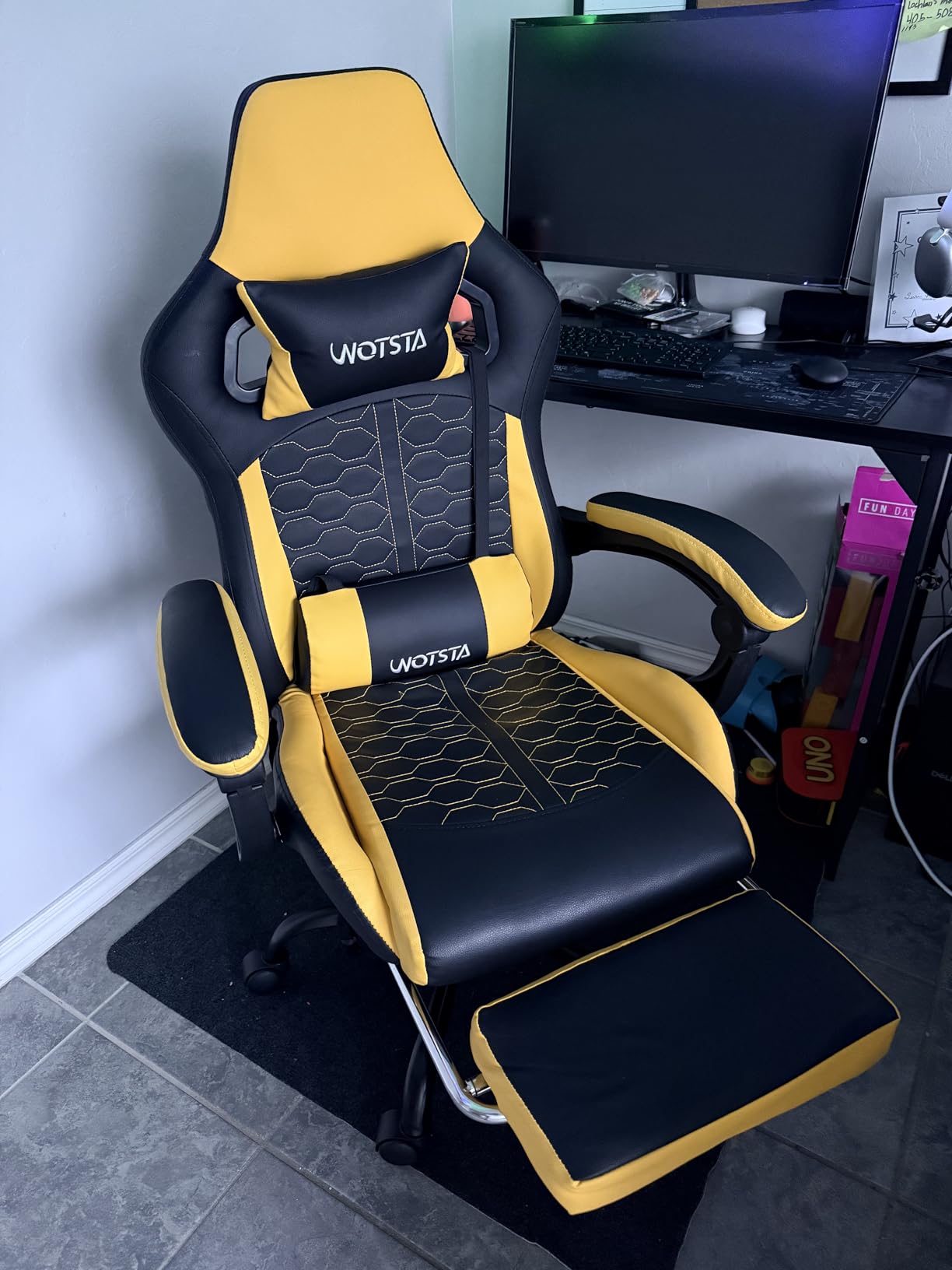 Gaming Chair with Massage,Ergonomic PC Gaming Chair with Footrest Comfortable Headrest and Lumbar Support, High Back, 300LBS (Grey) customer photo 2