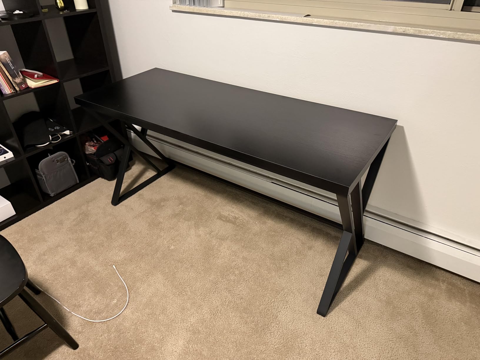 LVB Grey Computer Office Desk, Industrial Wood PC Gaming Gray Desk for Home Office, Modern Wooden Metal Study Work Bedroom Table, Farmhouse Executive Writing Desk with Storage, 55 Inch, Light Grey Oak customer photo 1