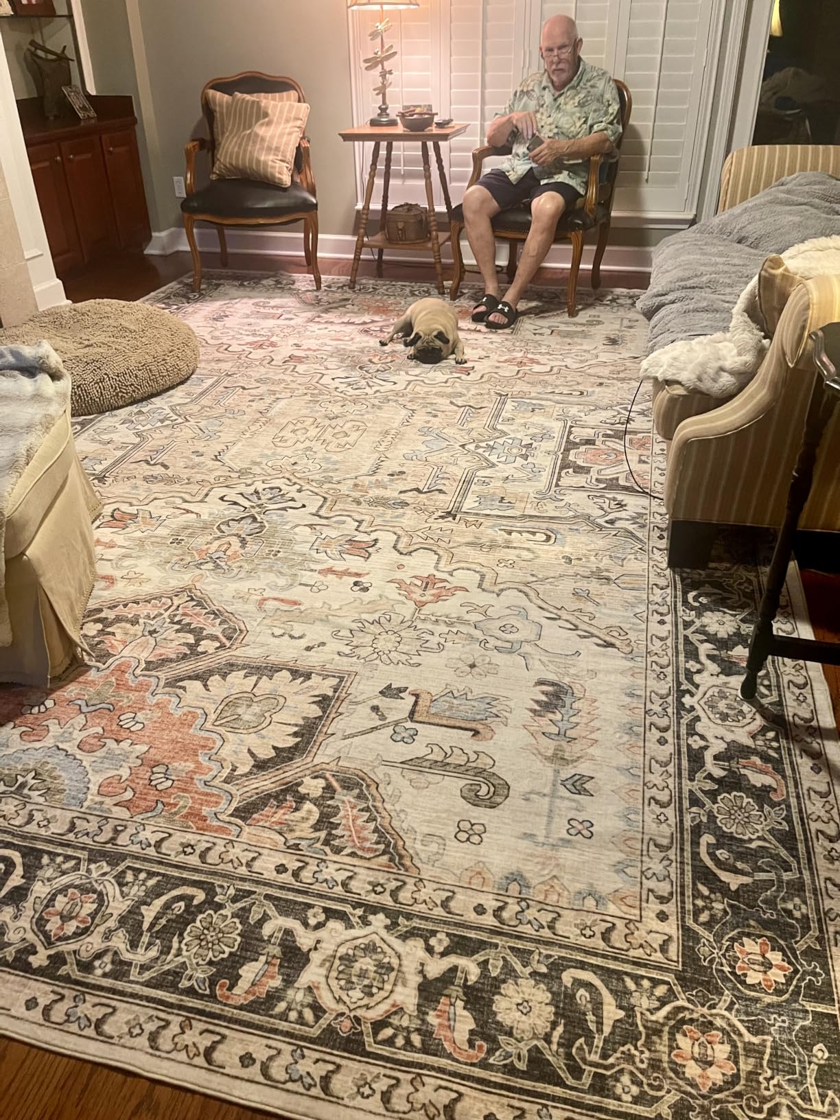 9x12 Area Rugs for Living Room - Large Carpet Ultra Thin Soft Washable Oriental Vintage Floral Distressed Rug Big Indoor Carpets for Bedroom Nursery Dorm Home Decor Aesthetic - Multi customer photo 1