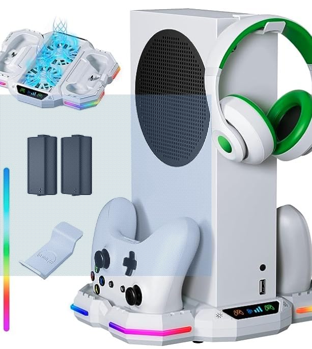 Cooling Stand & Charging Station for Xbox Series S with RGB Light Strip, Dual Controller Charger & Cooler Fan for XSS Console Accessories with 2x1400AH Rechargeable Battery Pack customer photo 2