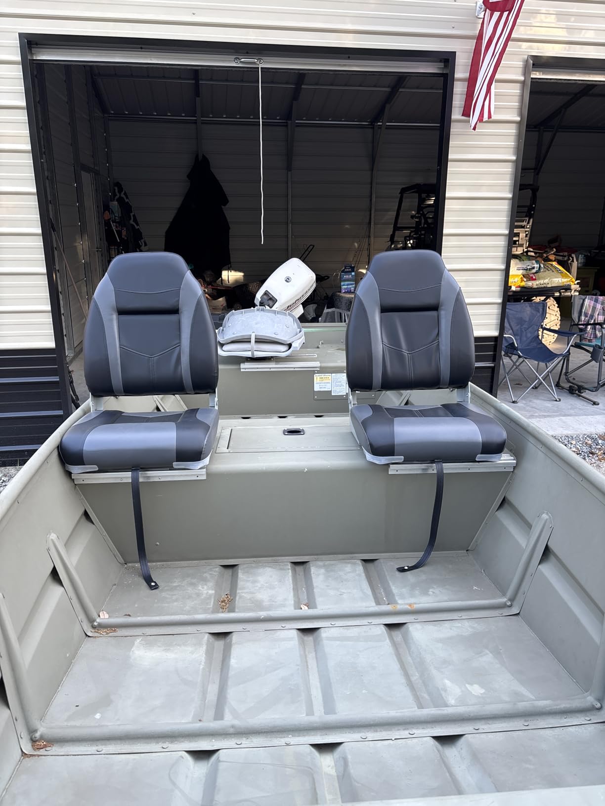 PEXMOR Boat Seats Low/High Back, Folding Boat Seat Included, Fold-Down Fishing Boat Seats Waterproof Captain Boat Seat w/Aluminum Hinges & Thick Soft Cushion, 2 Packs (High Back-Red & Black) customer photo 2