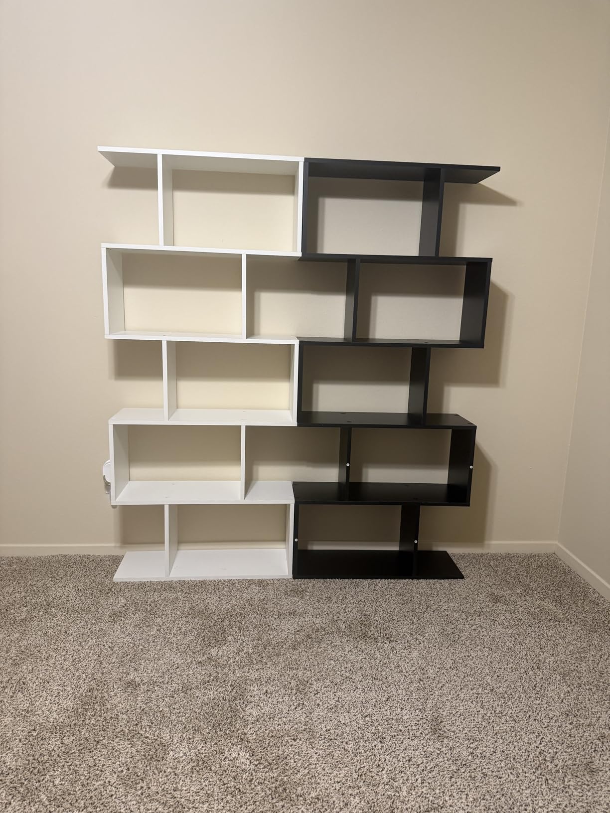 Cozy Castle Set of 2 Geometric Bookcase, S-Shaped Modern Bookshelf, Room Divider Bookshelf, 62