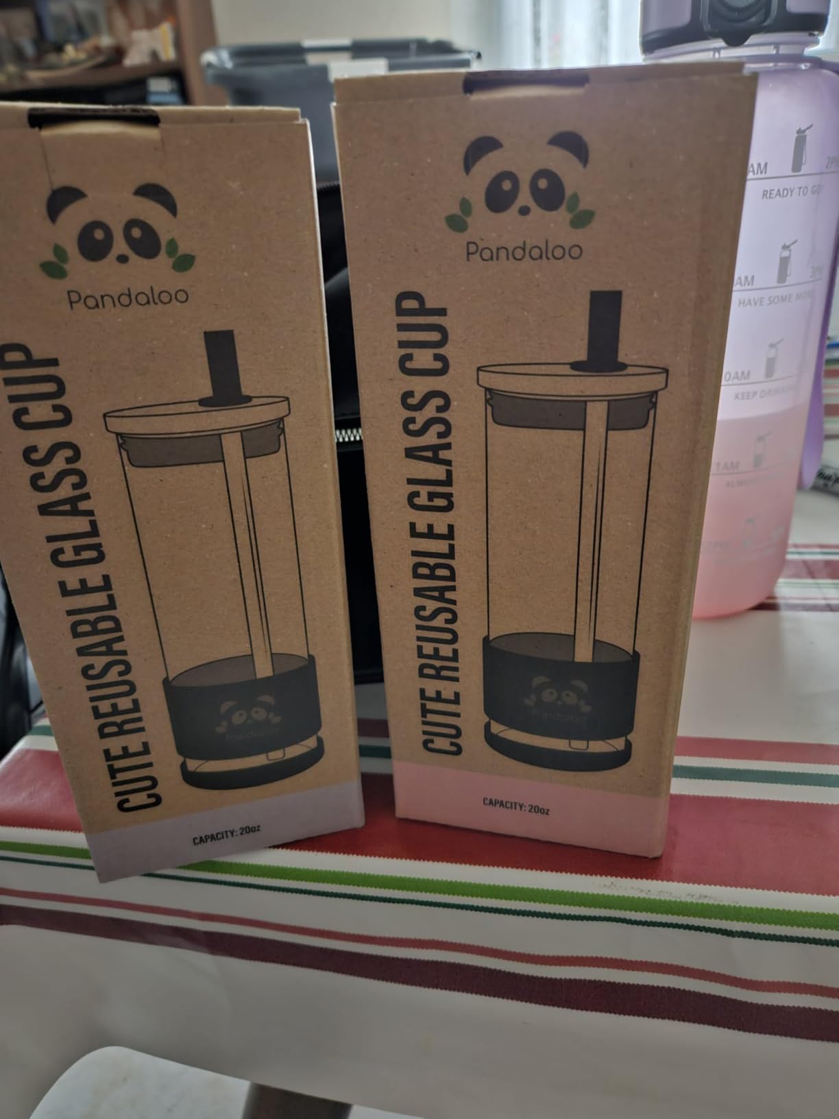 Pandaloo Glass Cups With Lids and Straws - 20 Fl Oz Iced Coffee Cup - Smoothie Cup With Bamboo Lid and On the go Lid customer photo 1