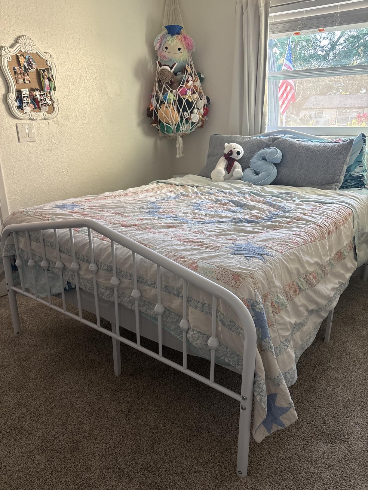 SHA CERLIN Queen Size Metal Platform Bed Frame with Victorian Style Wrought Iron-Art Headboard/Footboard, No Box Spring Required, Black customer photo 2