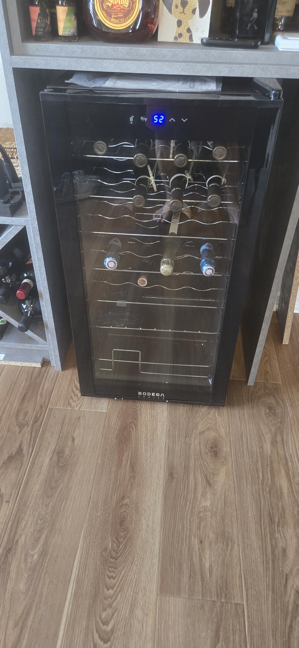 BODEGACOOLER 28 Bottle Compressor Wine Cooler for Home and Kitchen, Freestanding Mini Fridge with Digital Touchscreen, LED Display, Split Storage for Red & White Wines, Matte Black Refrigerator Home Bar customer photo 1