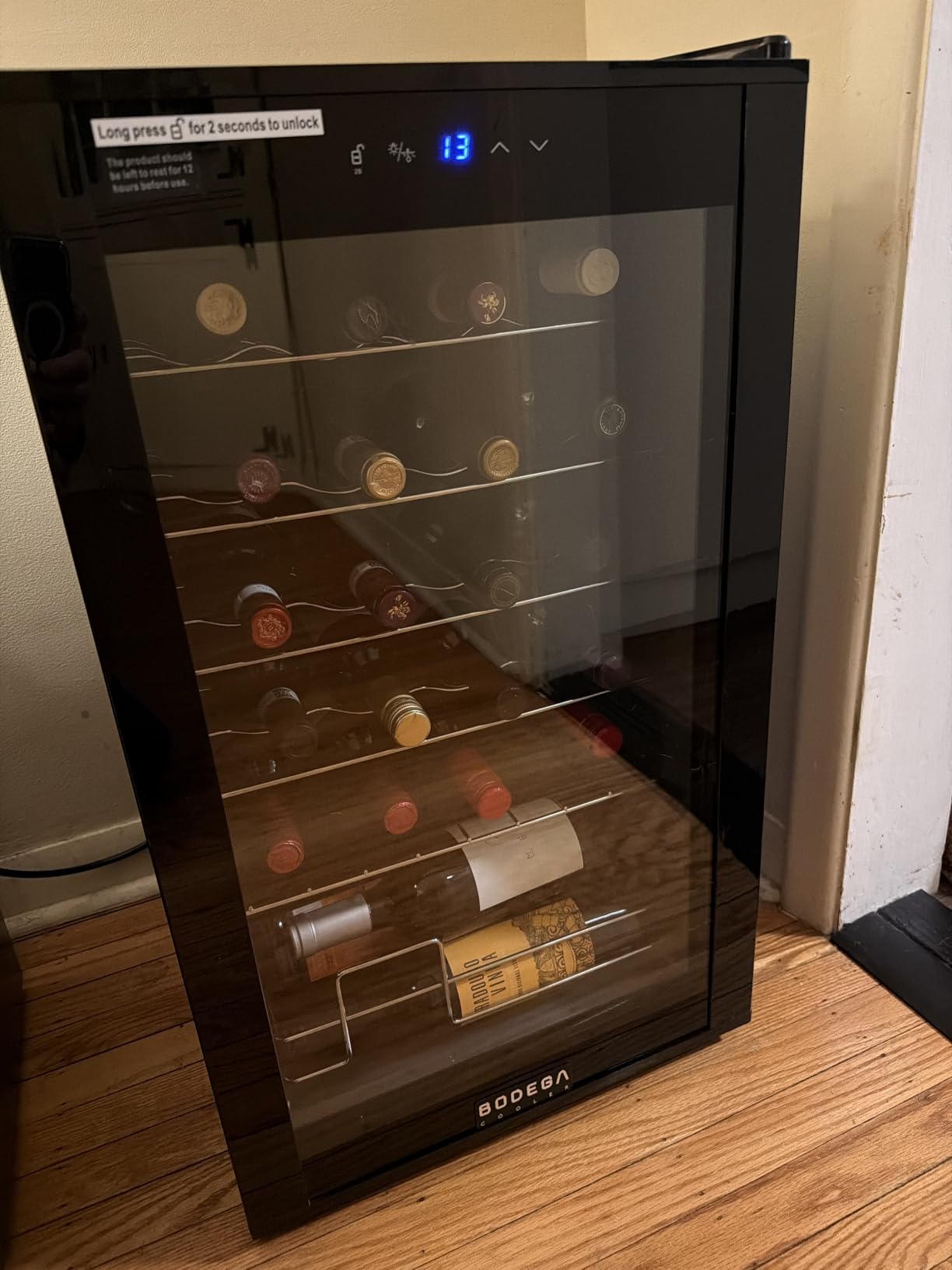 BODEGACOOLER 28 Bottle Compressor Wine Cooler for Home and Kitchen, Freestanding Mini Fridge with Digital Touchscreen, LED Display, Split Storage for Red & White Wines, Matte Black Refrigerator Home Bar customer photo 2