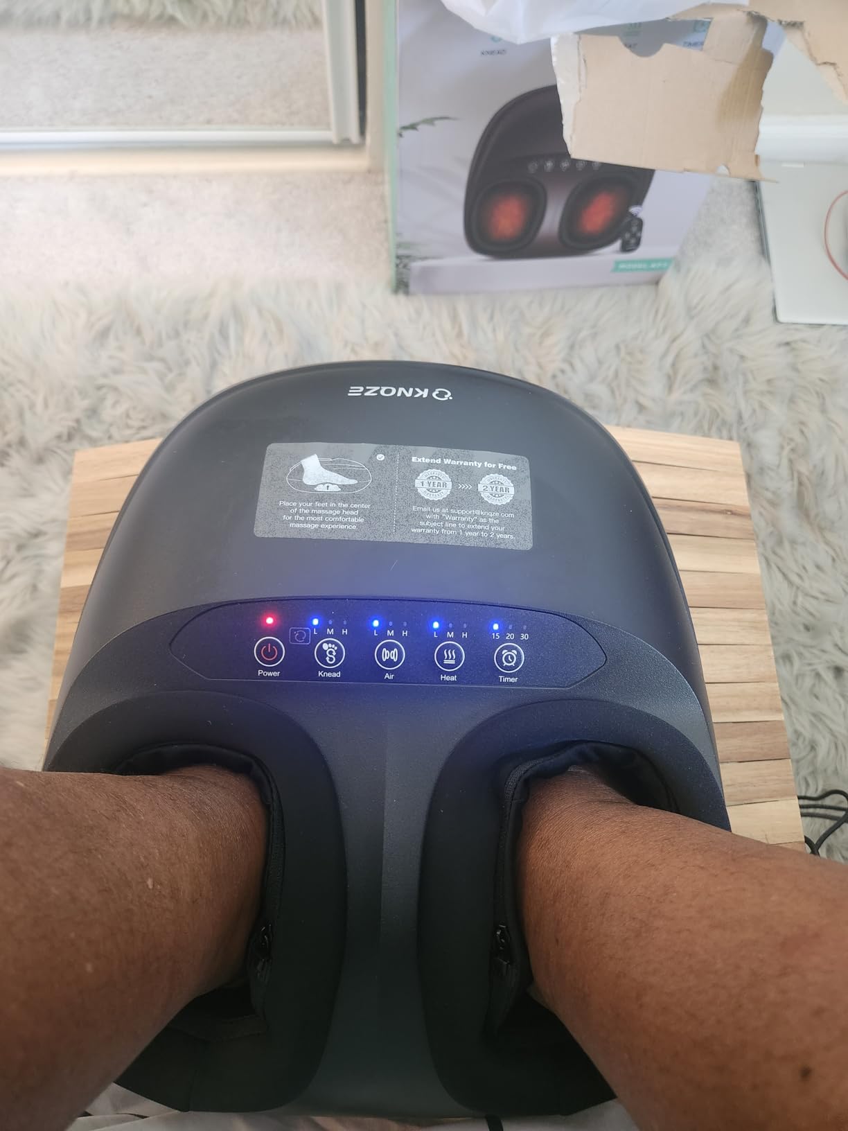 KNQZE Shiatsu Foot Massager with Heat, Compression, Deep Kneading Foot Massage for Plantar Fasciitis Relief, Remote Control, Multi Massage Modes, FSA Eligible customer photo 1