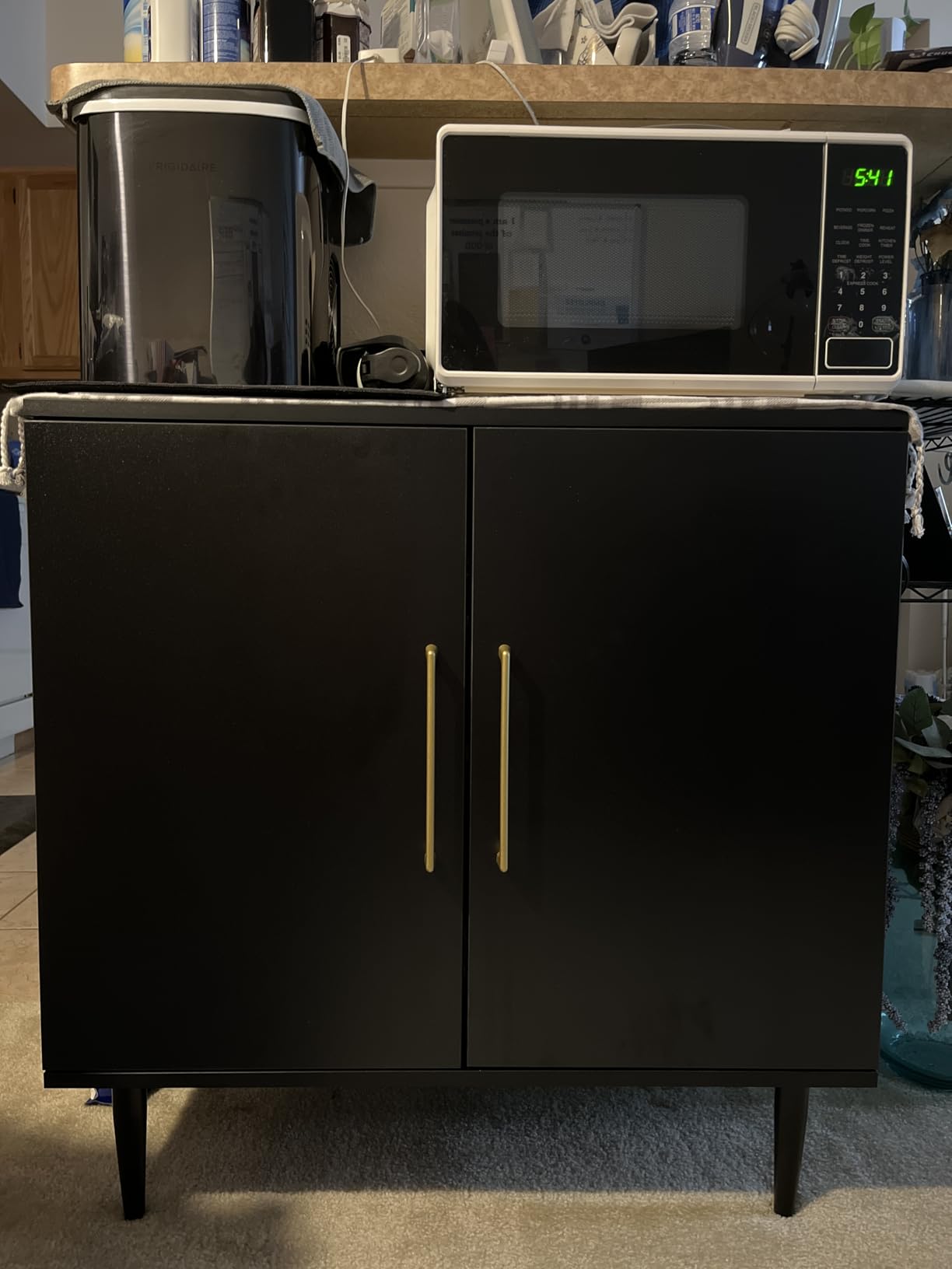 Storage Cabinet with Doors, Modern Black Accent Cabinet, Free Standing Cabinet, Wooden Buffet Sideboards for Living Room, Kitchen,Home Office customer photo 2