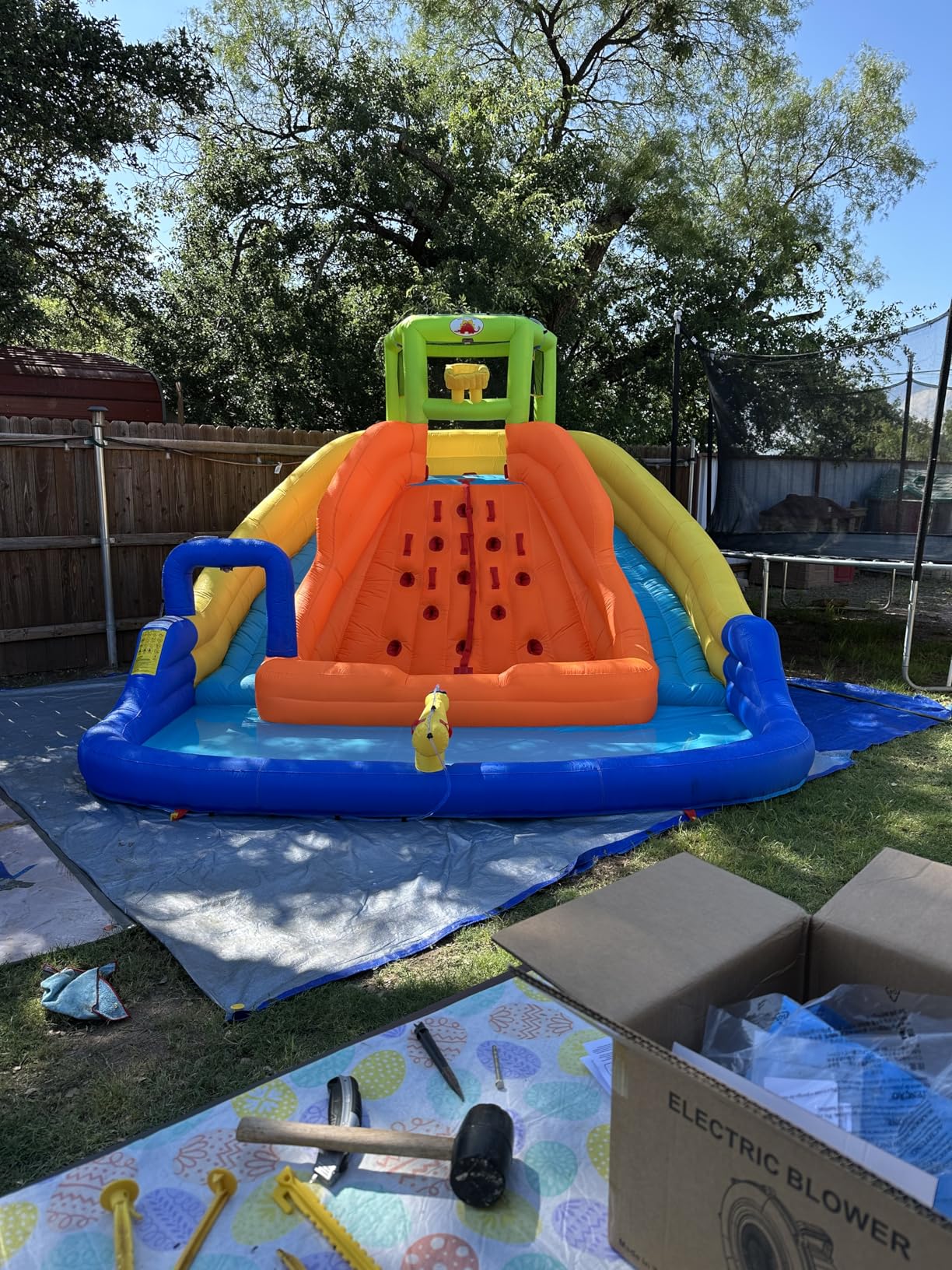 WELLFUNTIME Inflatable Water Slide, Bounce House with Water Bucket, Deep Pool, Climbing Wall with Rope, Bouncy Castle with Air Blower customer photo 1