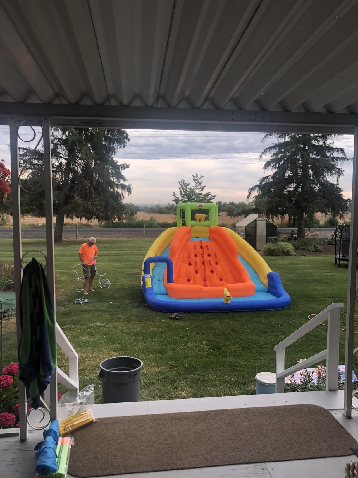 WELLFUNTIME Inflatable Water Slide, Bounce House with Water Bucket, Deep Pool, Climbing Wall with Rope, Bouncy Castle with Air Blower customer photo 2