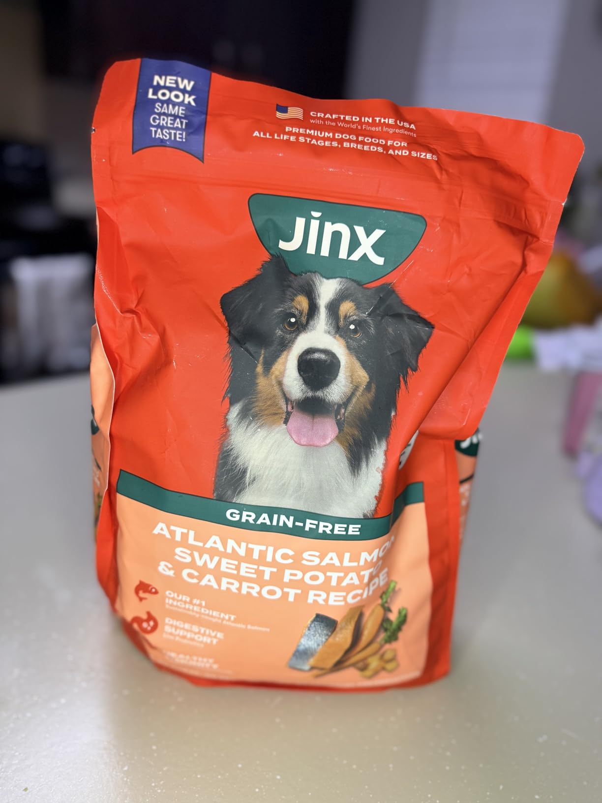 Jinx Premium Grain-Free Dry Dog Food, for All Lifestages - Real Salmon, Sweet Potato & Carrot Puppy Kibble with Superfoods for Immune Support & Probiotics for Digestive Support - No Fillers - 4lb customer photo 1