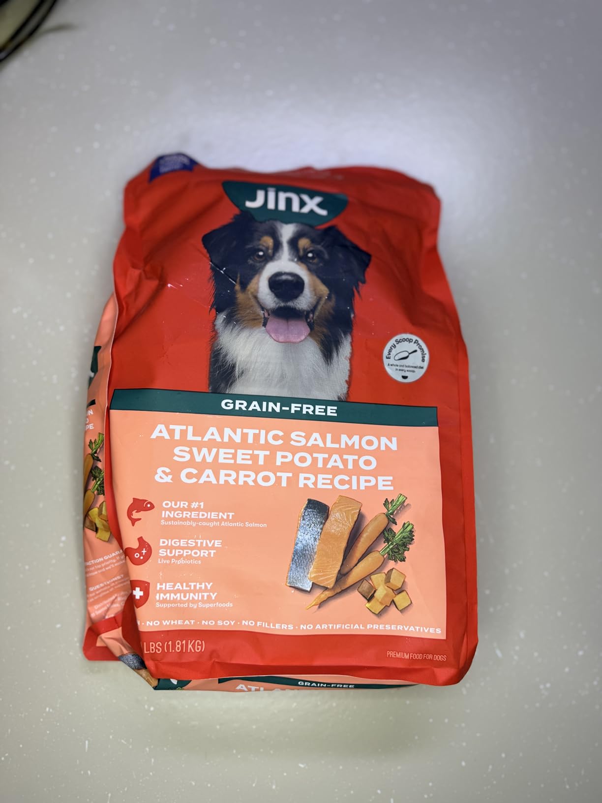 Jinx Premium Grain-Free Dry Dog Food, for All Lifestages - Real Salmon, Sweet Potato & Carrot Puppy Kibble with Superfoods for Immune Support & Probiotics for Digestive Support - No Fillers - 4lb customer photo 2