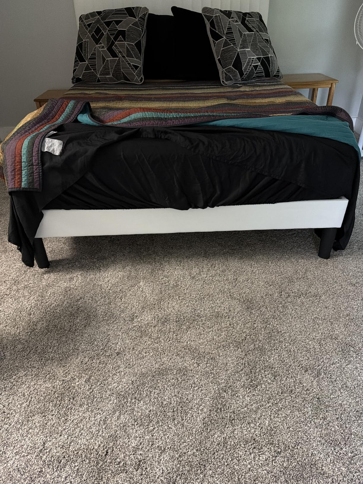 Allewie Full Bed Frame, Velvet Upholstered Platform Bed with Adjustable Vertical Channel Tufted Headboard, Mattress Foundation with Strong Wooden Slats, Box Spring Optional, Easy Assembly, Off-White customer photo 1