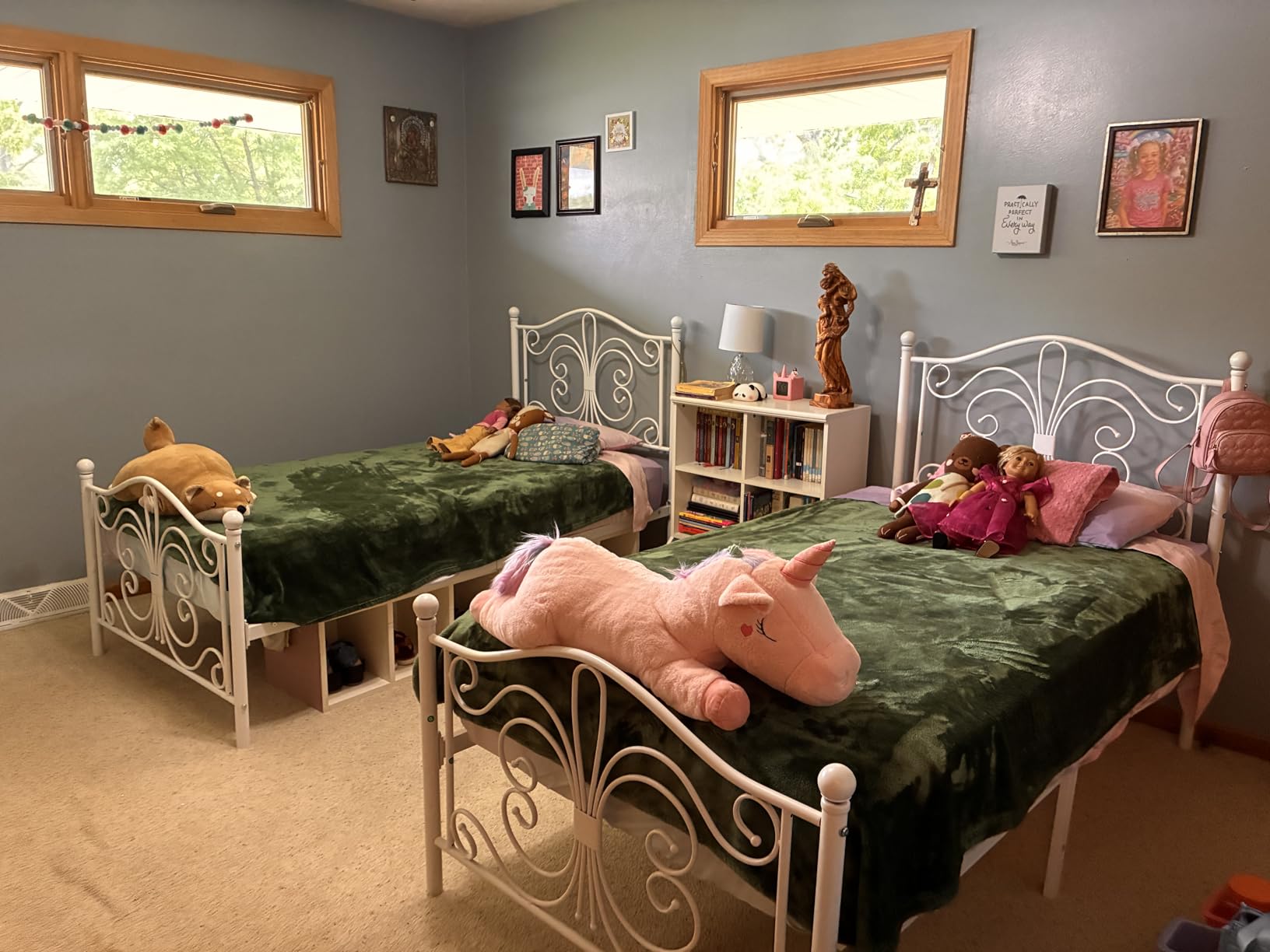 SHA CERLIN Twin Size Bed Frame for Kids, Metal Bed Frame with Butterfly Pattern Design Headboard & Footboard, No Box Spring Needed, Easy Assembly, White customer photo 1