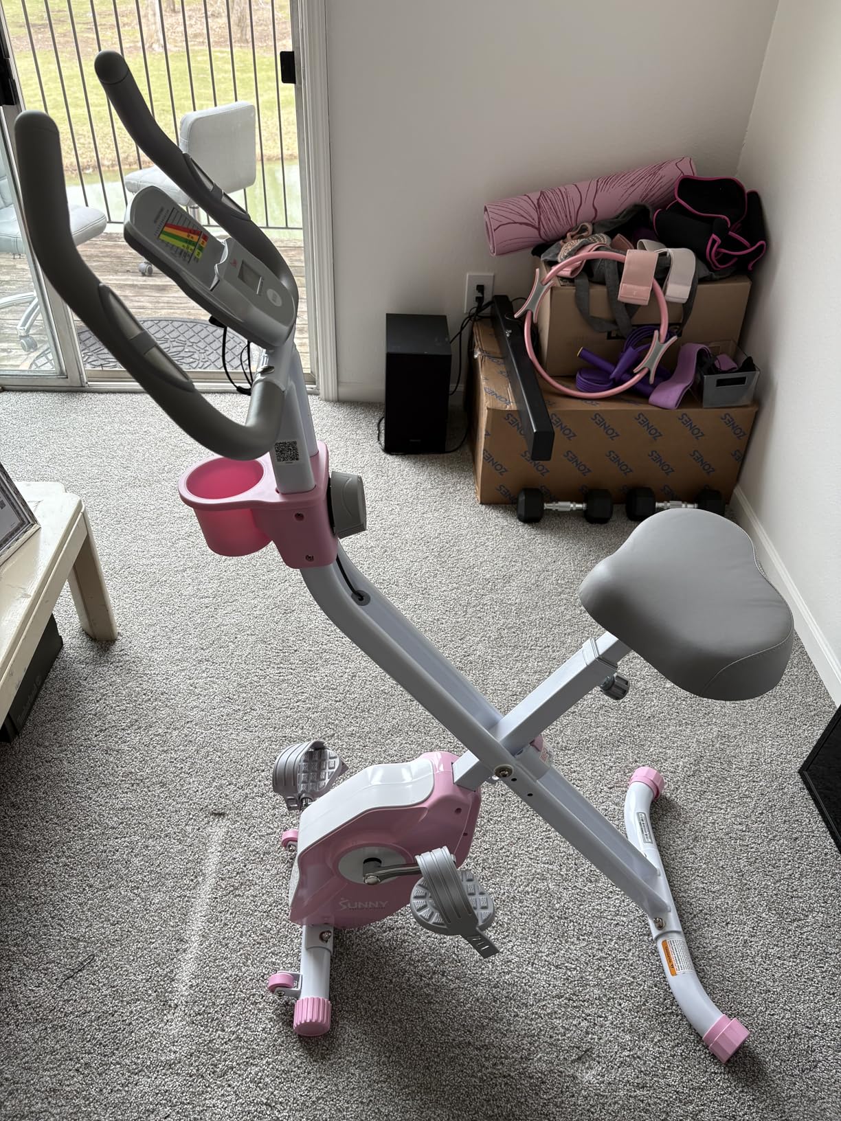Sunny Health & Fitness Smart Folding X-Bike, Portable Compact Exercise Bike for Indoor Cycling Workout, Home Cardio Training Machine, Free SunnyFit App Bluetooth Connect customer photo 1