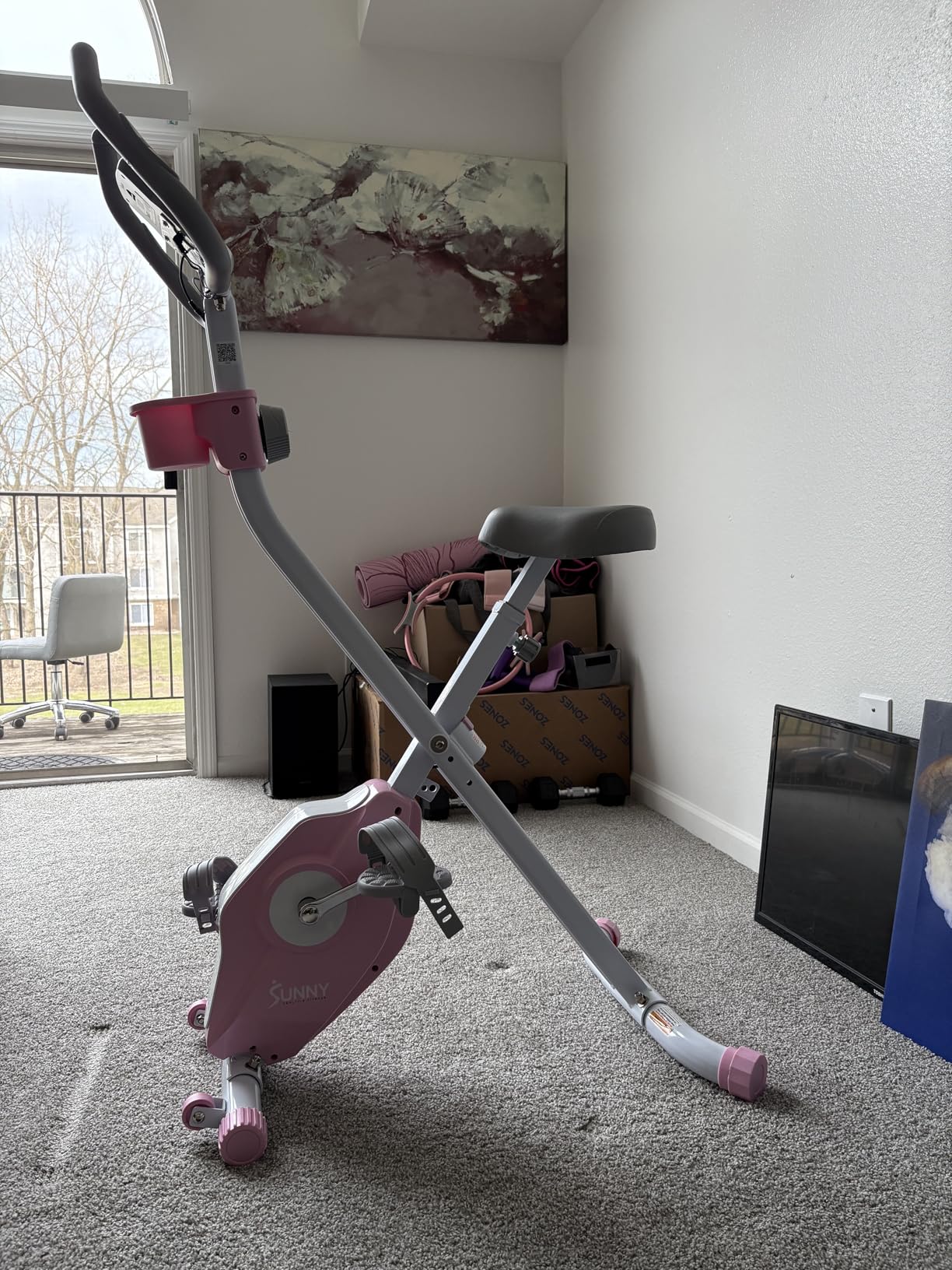 Sunny Health & Fitness Smart Folding X-Bike, Portable Compact Exercise Bike for Indoor Cycling Workout, Home Cardio Training Machine, Free SunnyFit App Bluetooth Connect customer photo 2