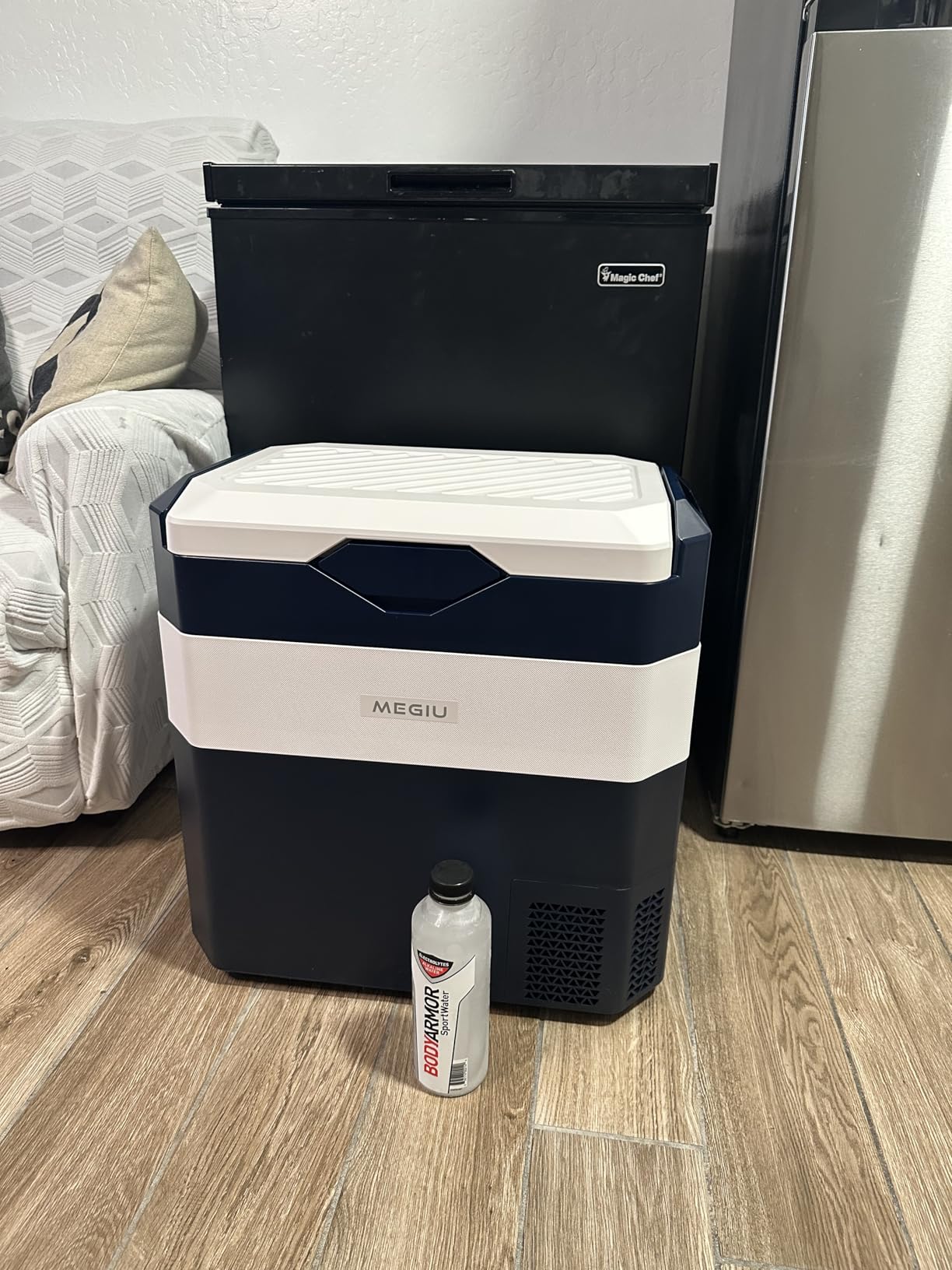Megiu 12 Volt Car Refrigerator Dual Zone 25 Quart Portable Freezer 12V Fridge Compressor Cooler 12V/24V DC 110~240 Volt AC for Truck Van RV SUV and Home Use -18℃~+15℃ (Glass Door) customer photo 2