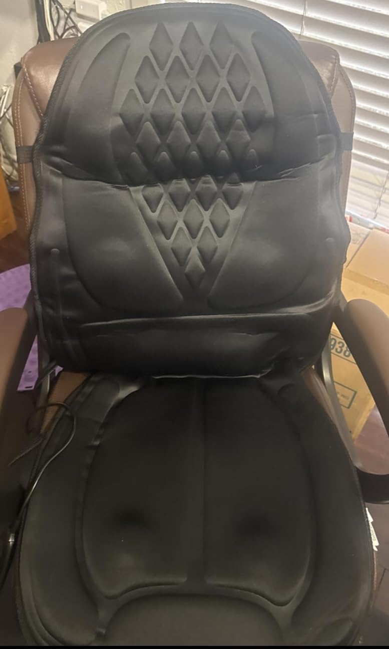 Back Massager with Heat, Massage Seat Cushion with 3D Back Support, 8 Vibrating Motors Massager Chair Pad for Full Body Pain Relief, Ideal Gift for Mother's Day/Lover/Parents/Friends customer photo 1