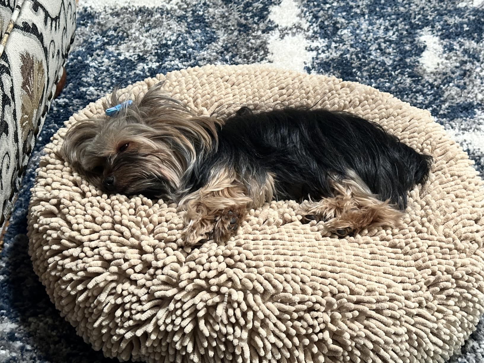 Muddy Mat Cloud K-9 Bed for Dogs & Cats, Soft & Relaxing Round Dog Bed, Chenille Material, Removable Cover, Washable & Dryer Safe - Grey Large (40