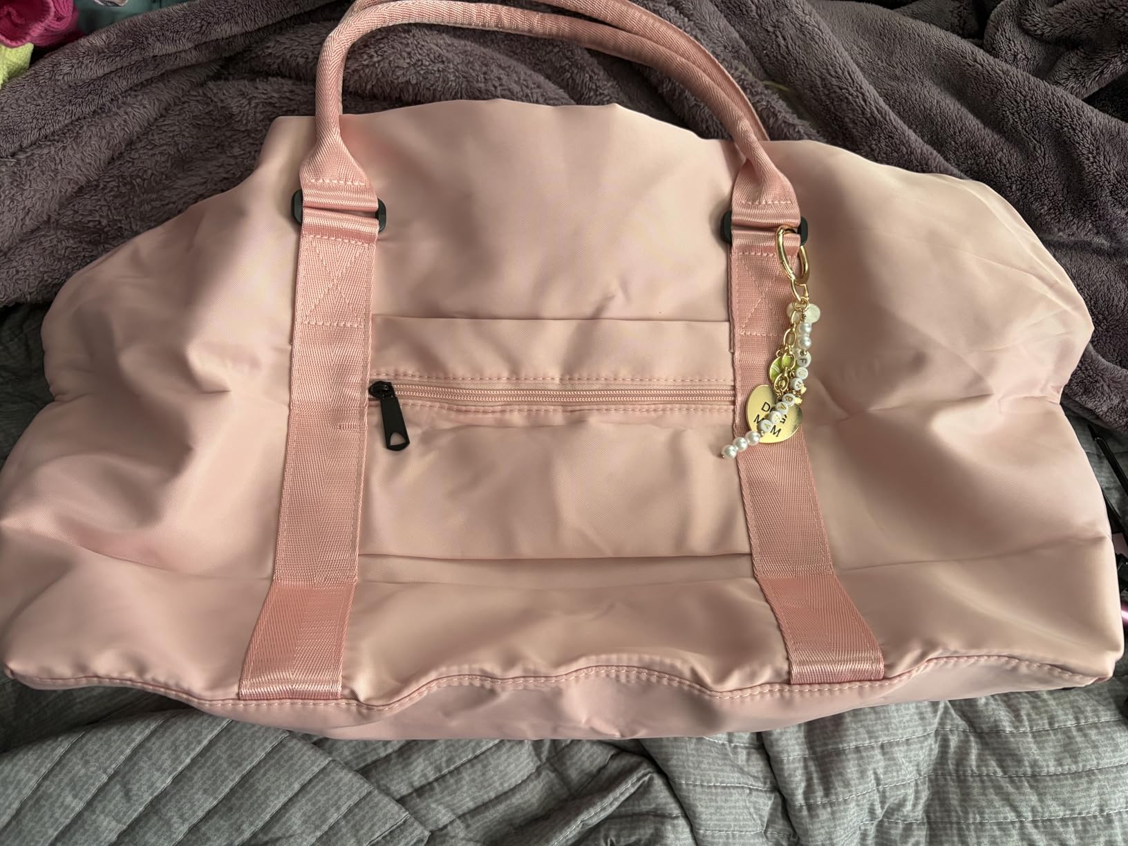 Travel Duffle Bag, Waterproof Weekender Carry On Tote Bags for Women, Sport Gym Bag for Men, Hospital Bag for Labor and Delivery, Overnight Luggage Bag with Trolley Sleeve Coral Pink customer photo 1