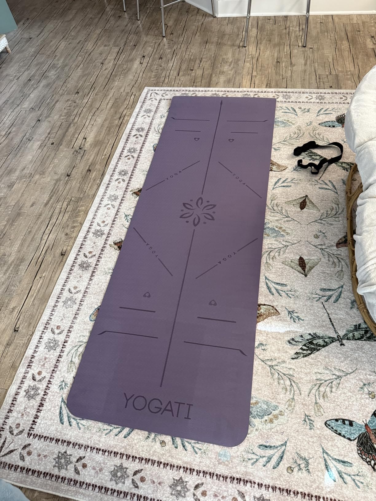 YOGATI Yoga Mat with Strap with Alignment Lines, Thick Non Slip Yoga Mat for Pilates and Fitness customer photo 1