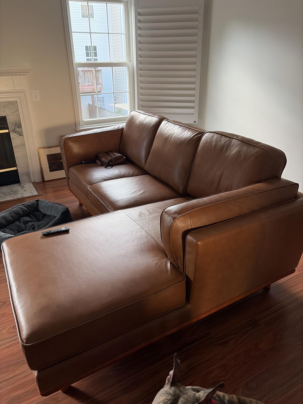 Valencia Artisan Full Leather Sofa - Pure Full Italian Nappa Leather Couch, Solid Wood Accent, Ultimate Comfort (Cognac, L-Shape Sectional) customer photo 2