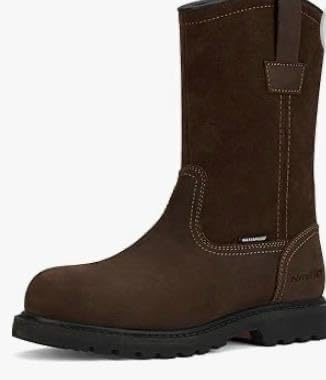 HISEA NINGO Steel Toe Work Boots for Men, Waterproof Slip on Wellington Boots with Full-grain Leather, Oil and Slip Resistant, Pull on Safety Boots for Construction Working Welding customer photo 2