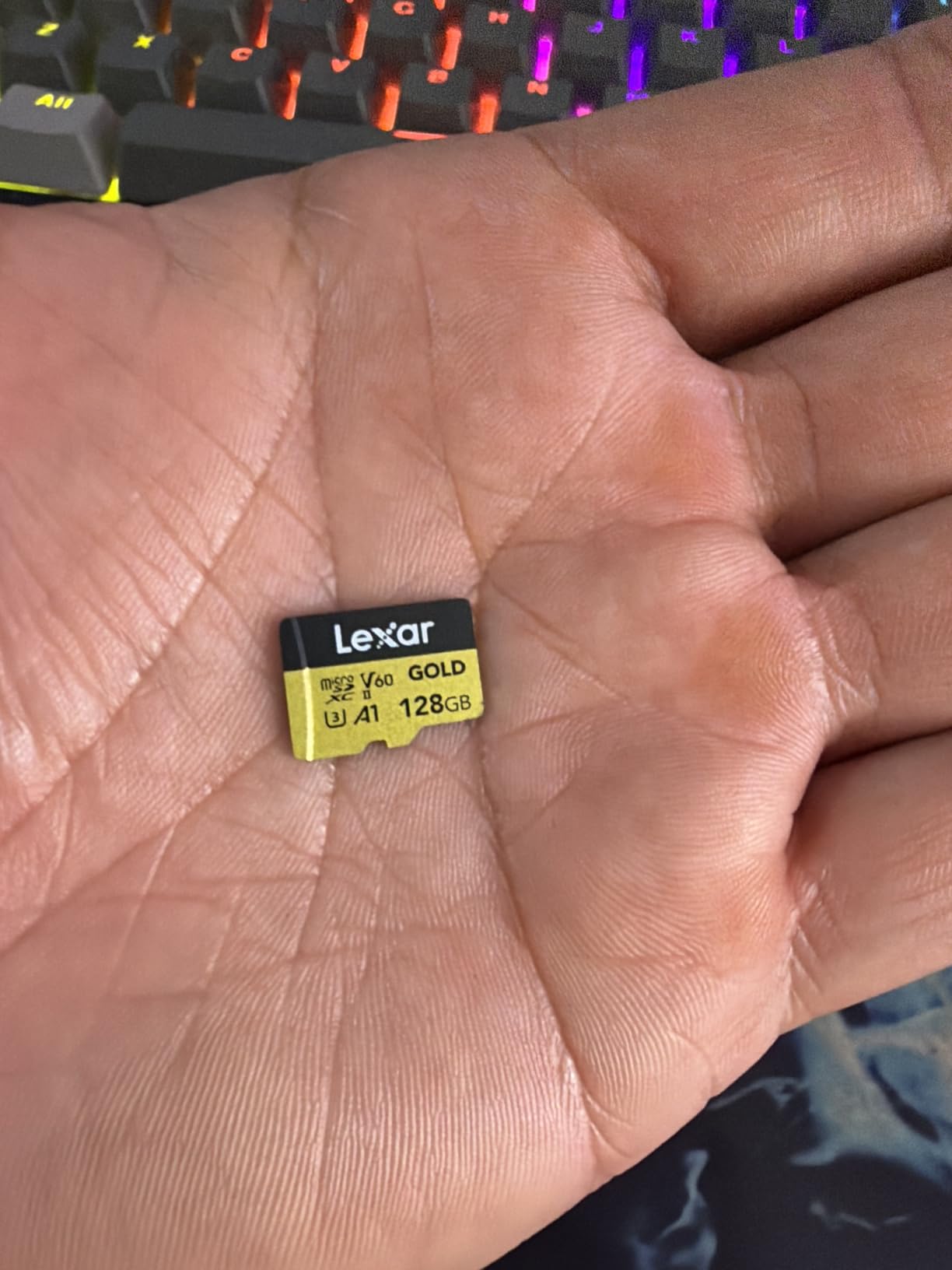 Lexar 256GB Professional Gold Micro SD Card, UHS-II, C10, U3, V60, A1, Up to 280/180 MB/s microSDXC Memory Card for Drones, Action Cameras, Portable Gaming Devices (LMSGOLD256G-BNNNG) customer photo 1