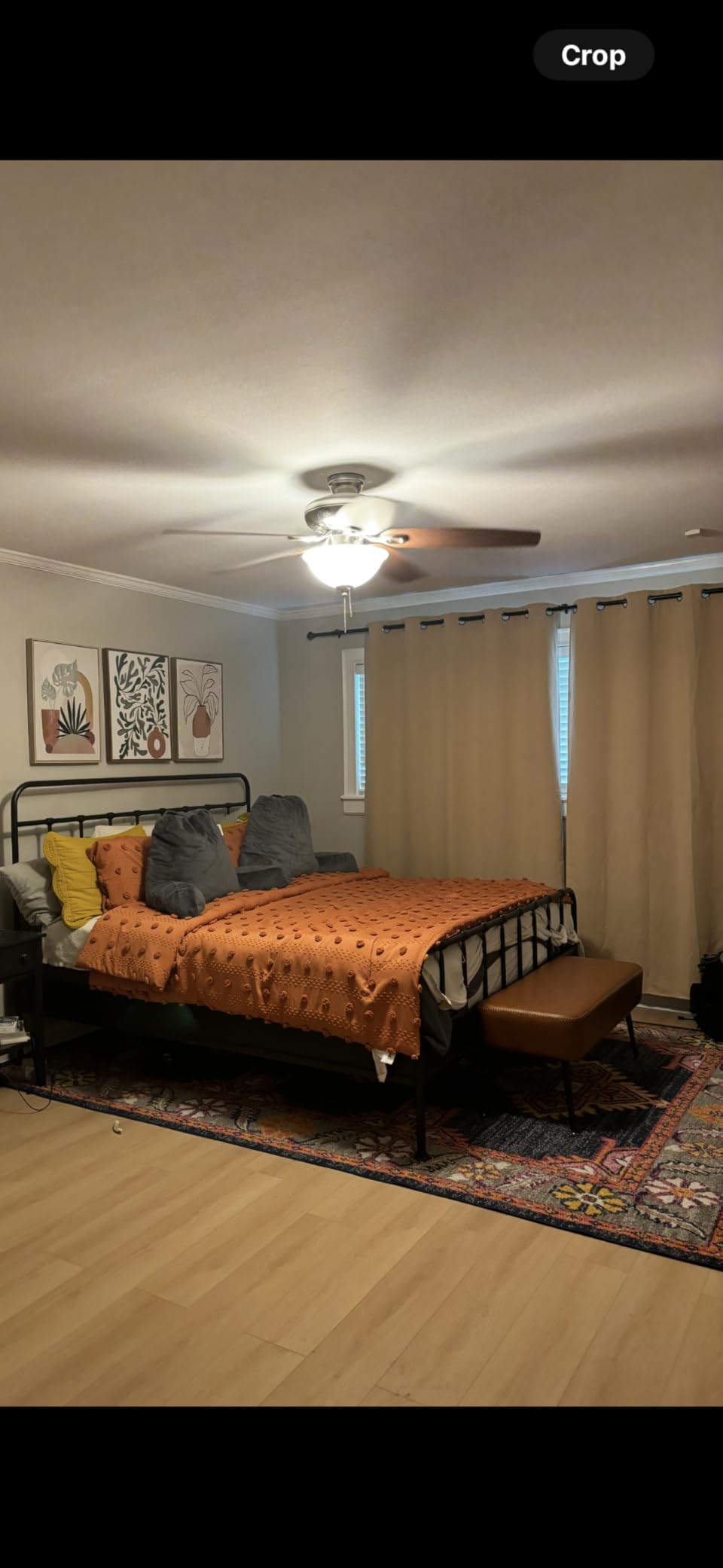 VASAGLE EKHO Collection - Bench for Entryway Bedroom, Synthetic Leather with Stitching, Ottoman Bench with Steel Legs, Living Room, Mid-Century Modern, Loads 660 lb, Caramel Brown ULOM076K01 customer photo 1