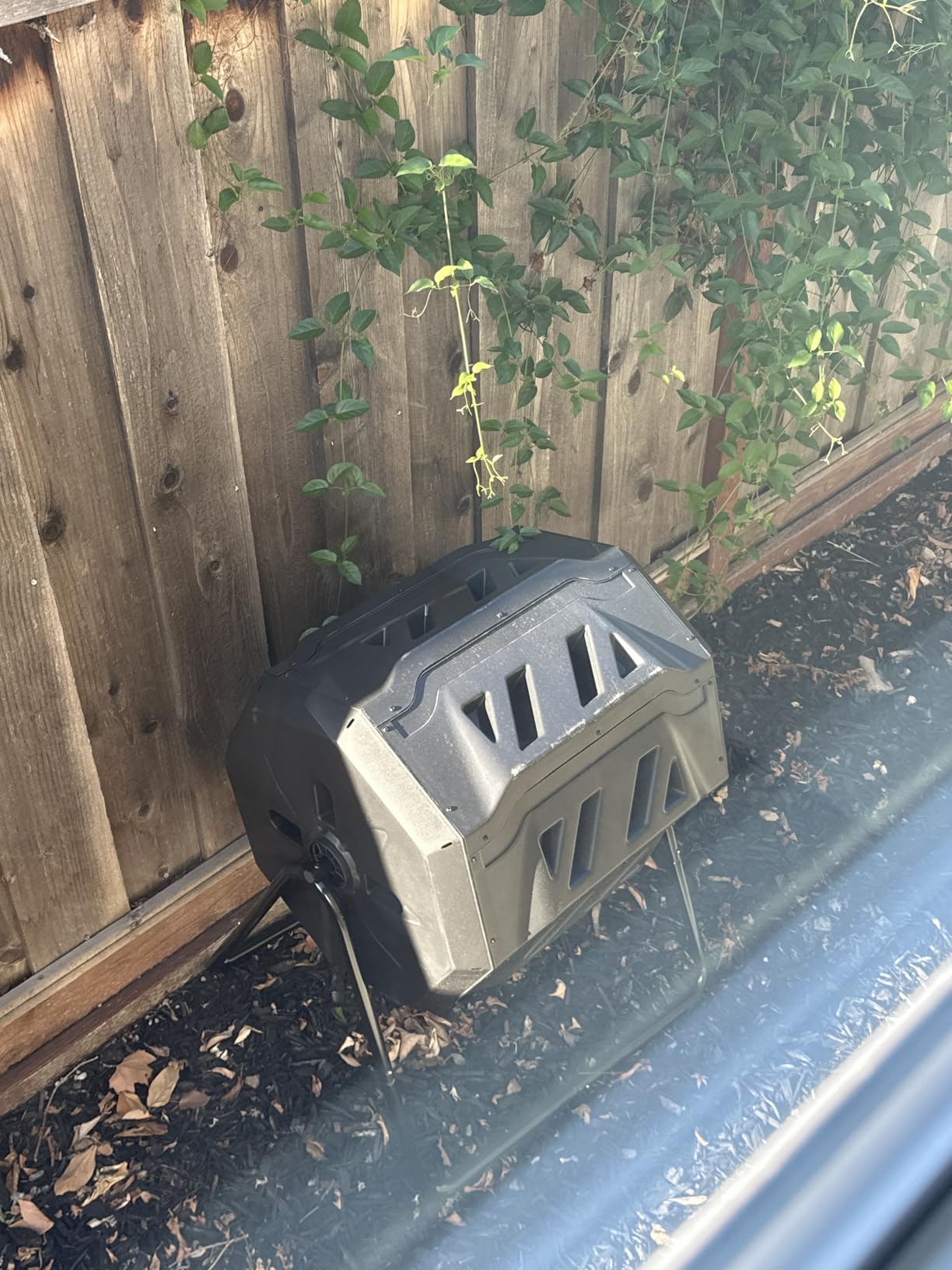 Hourleey Compost Bin Outdoor, 43 Gallon Dual Chamber Tumbling Composting Bin with Sliding Doors, Tumbler Rotating Batch Composter Bin customer photo 2