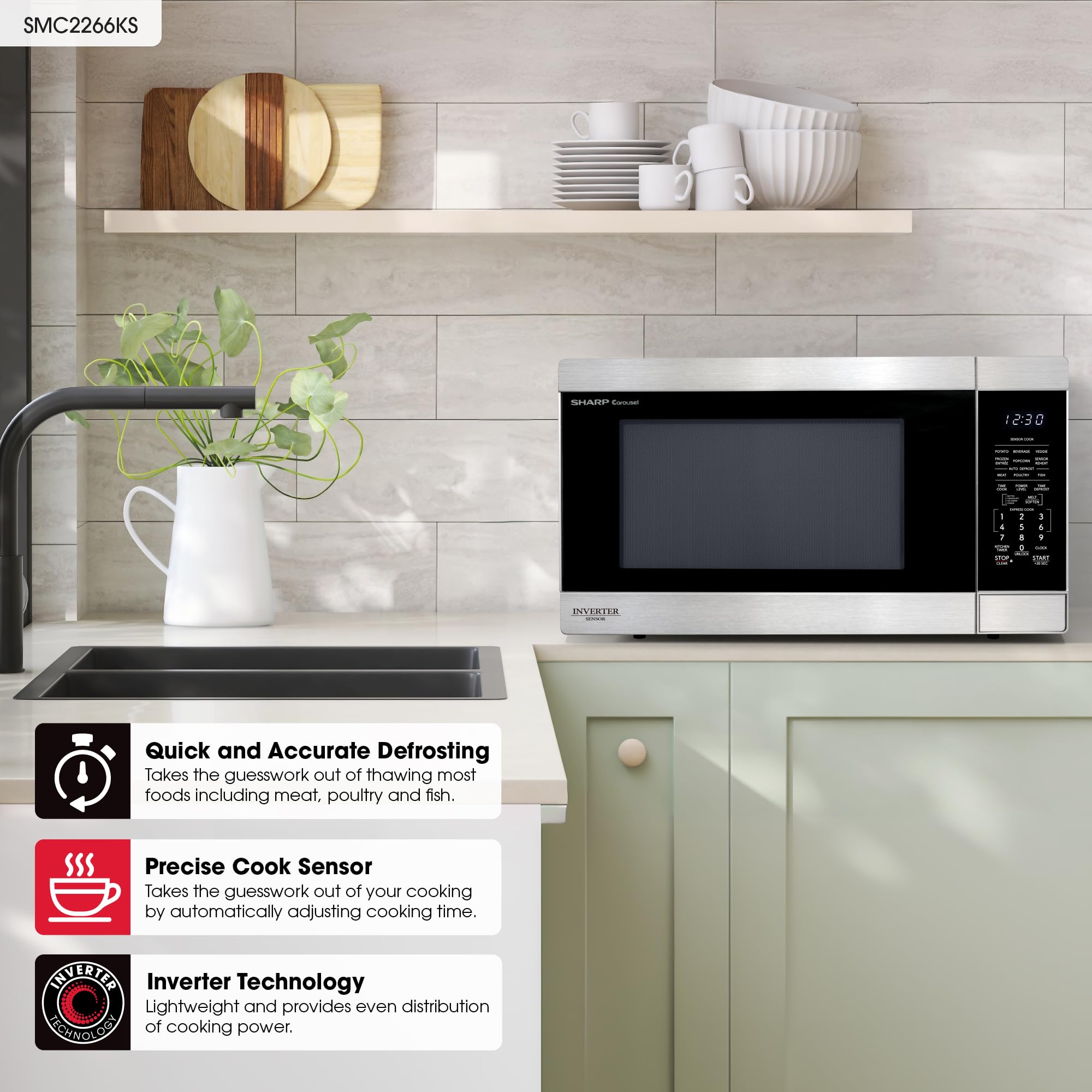 SHARP Countertop Microwave Oven with Removable 16.5