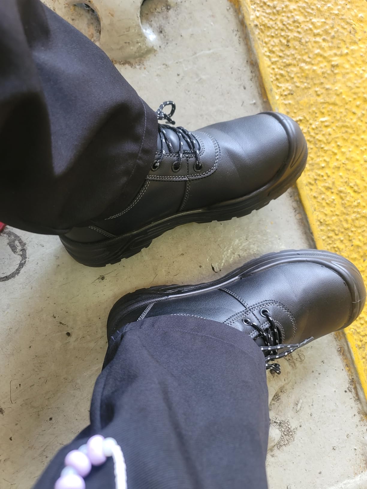 NINGO Steel Toe Work Boots for Men, Non Slip & Puncture Resistant Construction Boots with Breathable Lining, EH Protection, Comfortable Mens Safety Leather Work Shoes for Industrial, Walking Warehouse customer photo 1