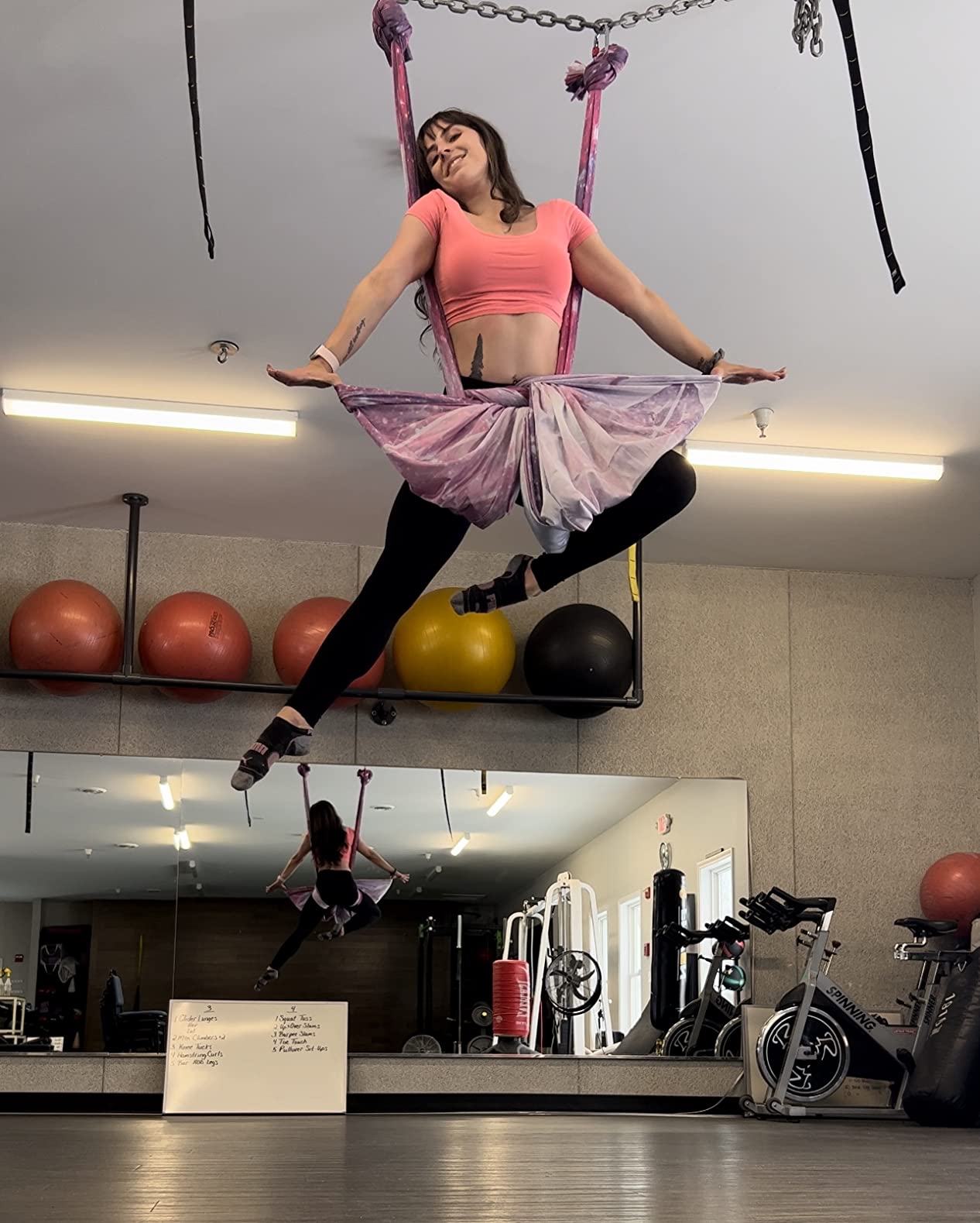 F.Life Aerial Yoga Hammock 6.5 yards Premium Aerial Sling Silk Fabric Yoga Swing for Antigravity Inversion Include Daisy Chain, Carabiner and Pose Guide customer photo 1