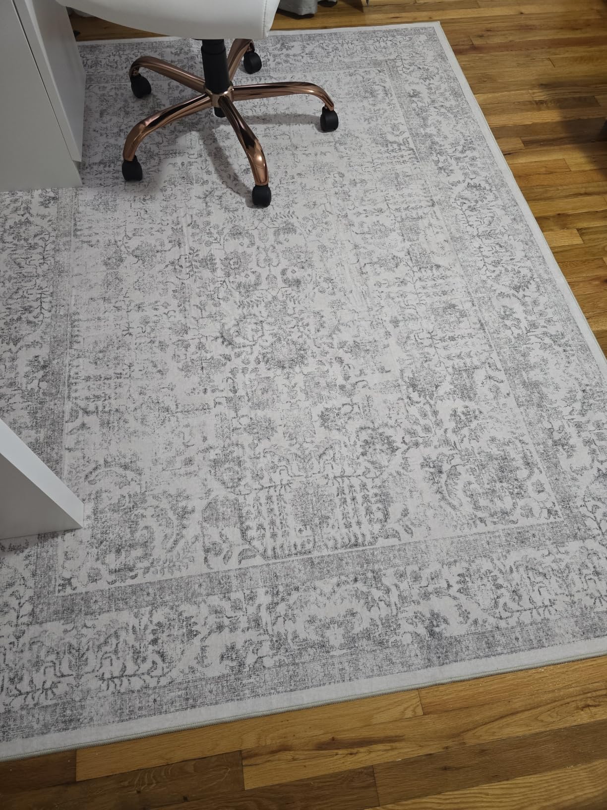 PureCozy Gray Area Rug 6x9 Machine Washable Vintage Living Room Distressed Non Slip Carpet Traditional Indoor Bedroom Grey Retro Floral Accent Throw Large Rug for Office Kitchen Dining Room customer photo 1