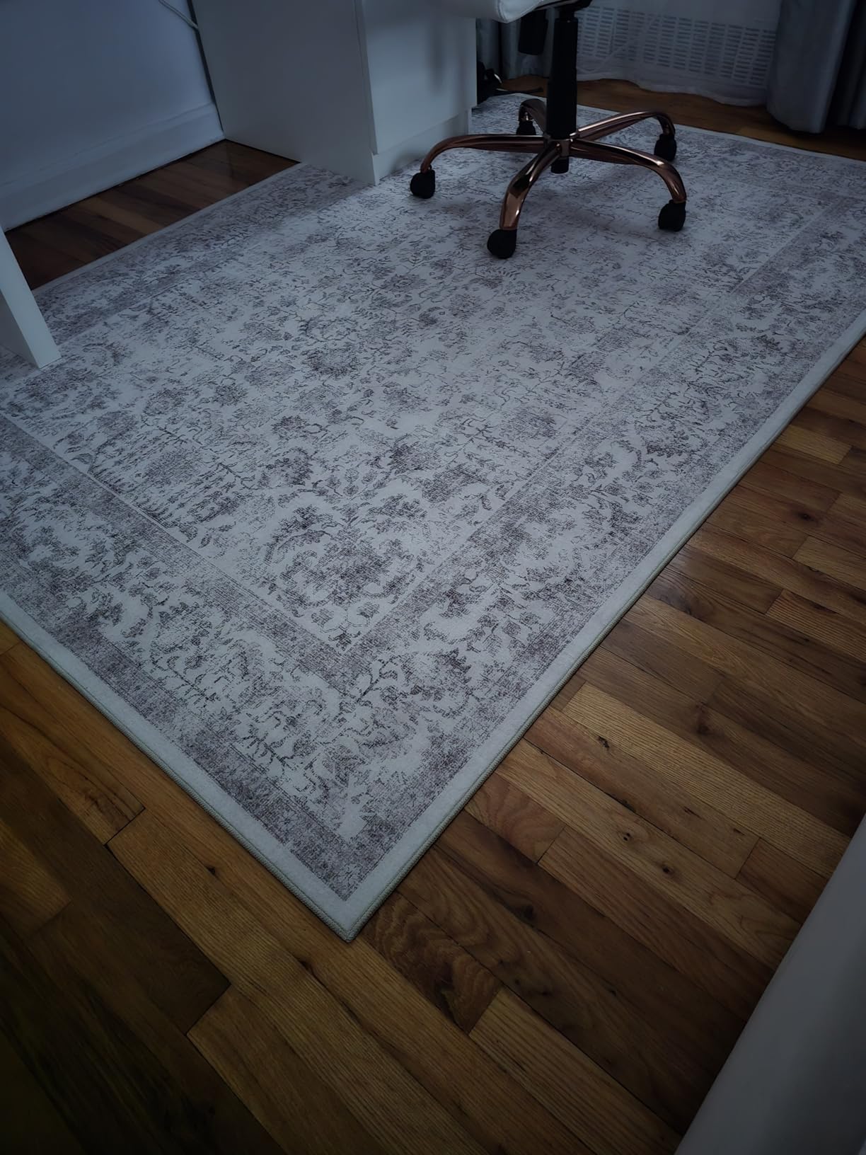 PureCozy Gray Area Rug 6x9 Machine Washable Vintage Living Room Distressed Non Slip Carpet Traditional Indoor Bedroom Grey Retro Floral Accent Throw Large Rug for Office Kitchen Dining Room customer photo 2