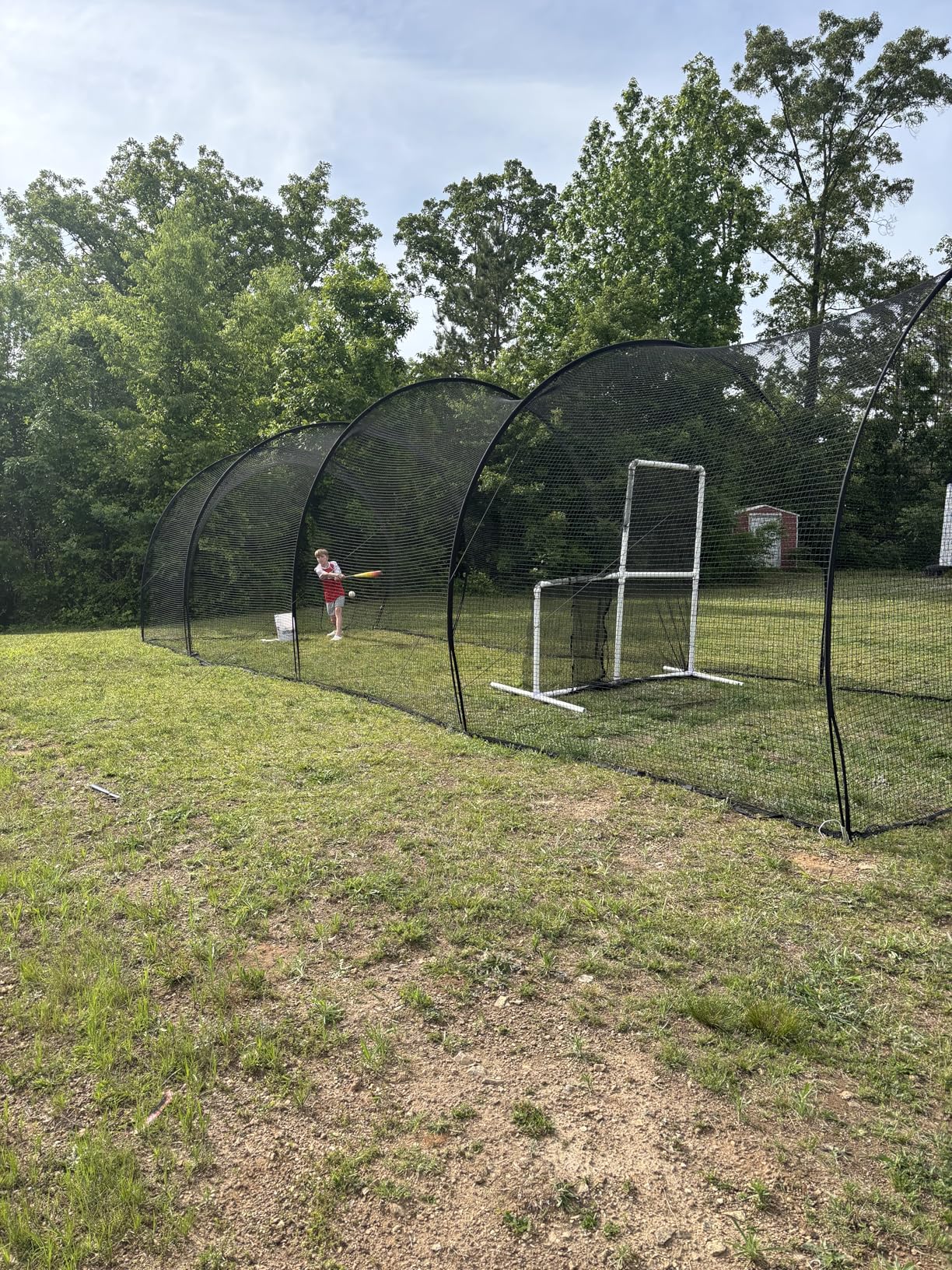 VEVOR Baseball Batting Cage, Professional Softball Baseball Batting Hitting Training Net, Heavy Duty Enclosed PE Practice Portable Pitching Cage Net with Door & Carry Bag customer photo 1