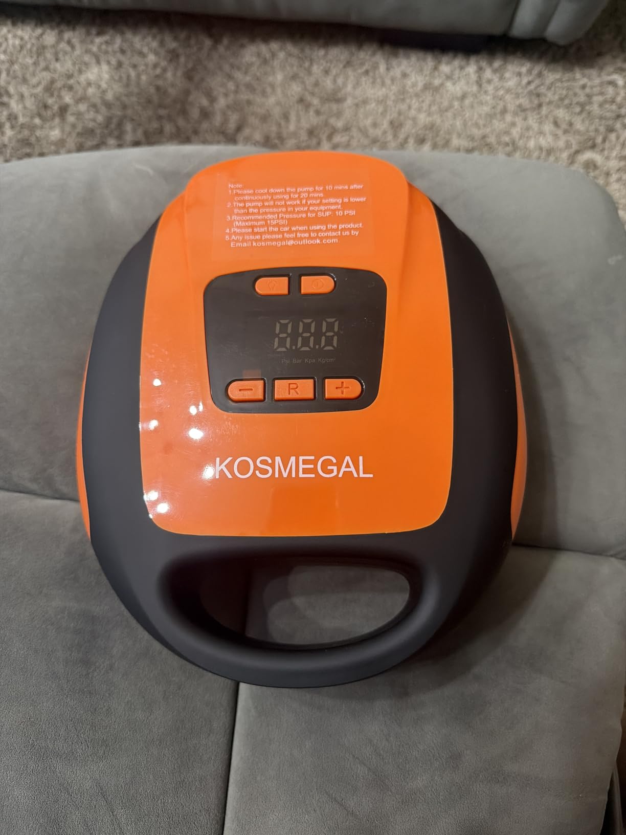 kosmegal Paddle Board Pump Electric Portable, SUP Pump for Paddleboard, 20PSI Air Compressor with Auto-Off, Deflation Function and 12V DC Car Connector for Inflatables, Kayaks and Boats customer photo 2