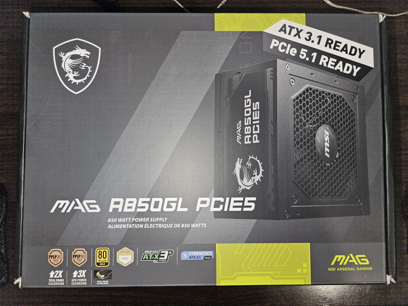 MSI MAG A1250GL PCIE5, Fully Modular Compact Gaming 1250W Power Supply, 80+ Gold, ATX 3.1 & PCIe 5.1 Ready, Native Dual-Color 12V-2x6 Cable, 10 Year Warranty customer photo 2