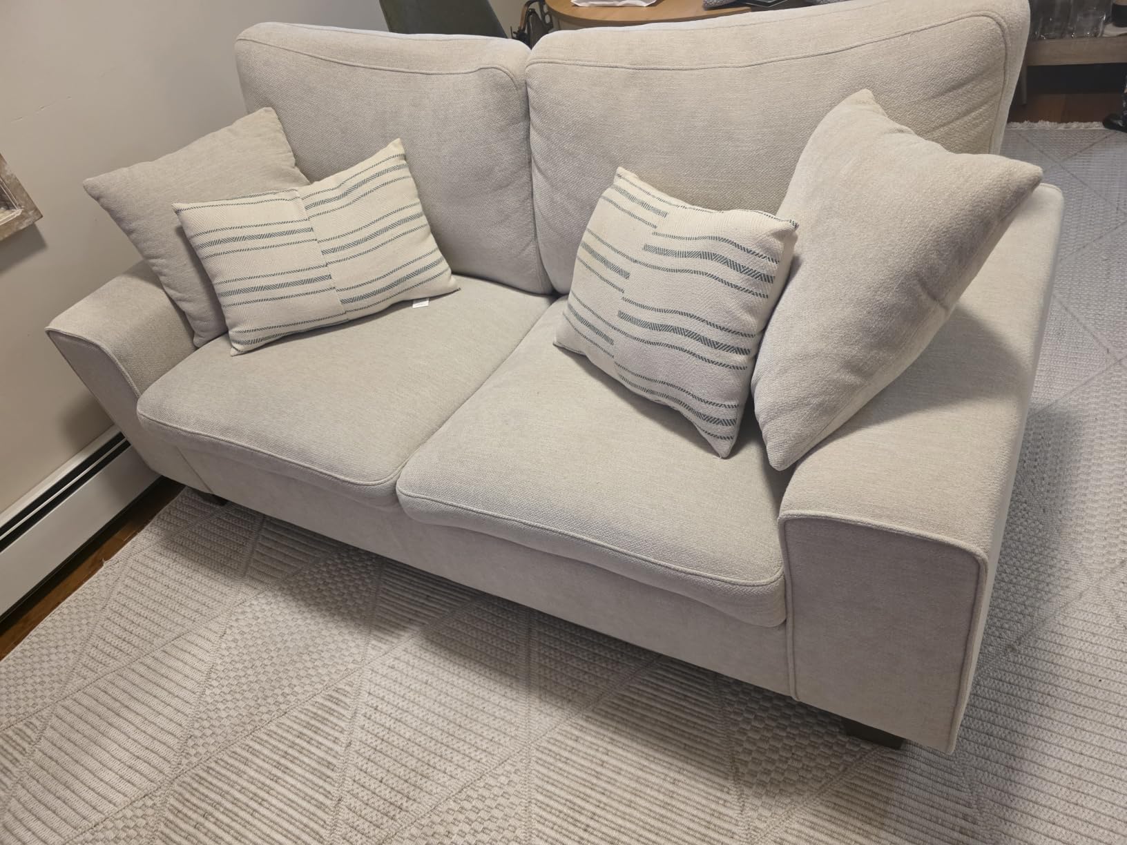 DOPEDIO Modern Loveseat Sofa for Living Room, Chenille Recliner, Removable Cover, Pocket Spring Cushions, Beige customer photo 1