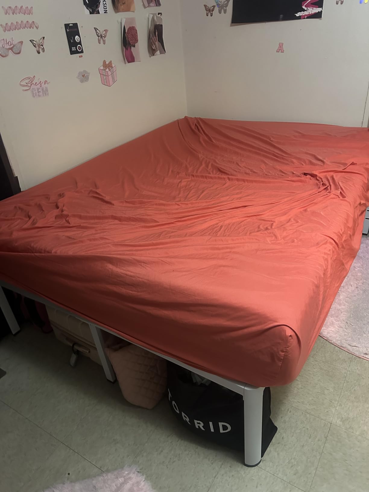 VIPSHOW 18 Inch Queen Bed Frame, 3500Lbs Heavy Duty Metal Platform with Round Corner Legs Mattress Slide Stopper, Steel Slat Support No Box Spring Needed, Noise Free, Non-Slip, Easy Assembly customer photo 2