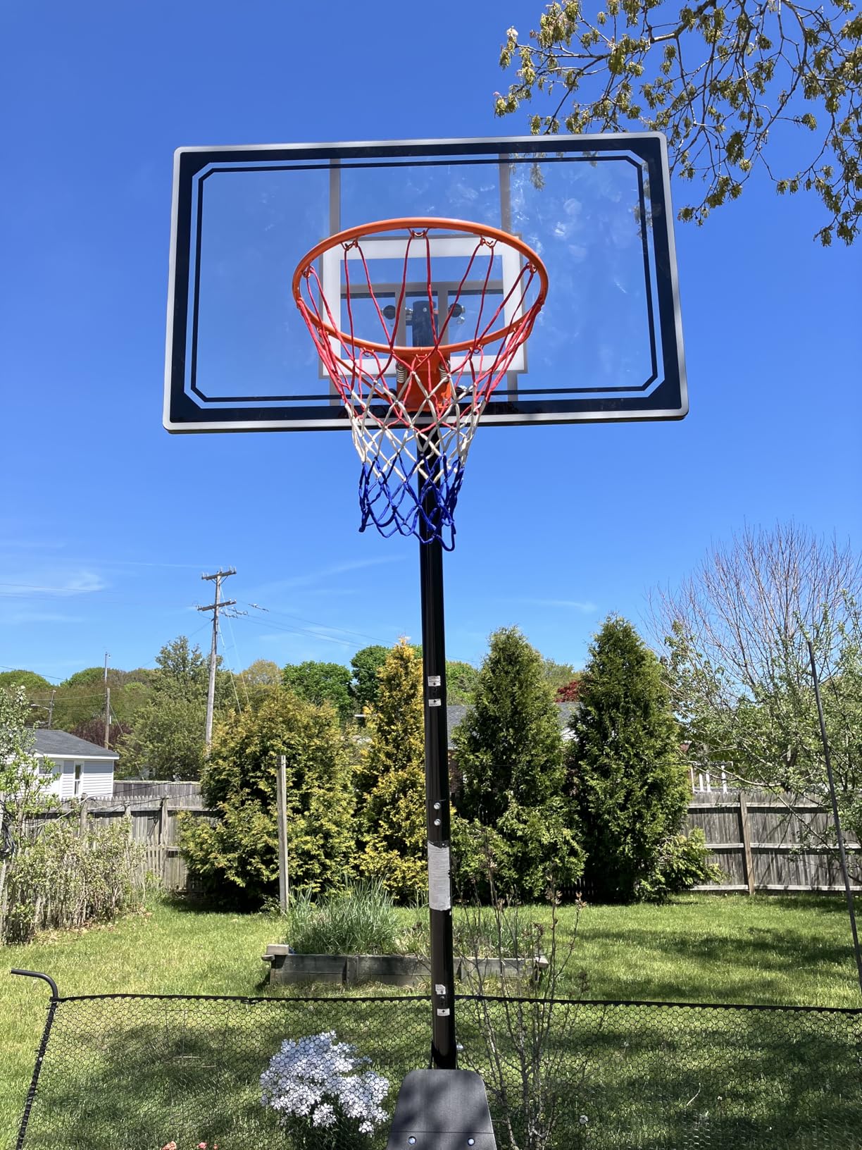Skytime Basketball Hoop 44&48 Inch Backboard Portable Basketball Goals Outdoor, 5.3-10ft Stepless Regulation Crank Adjust Basketball Goal System customer photo 2