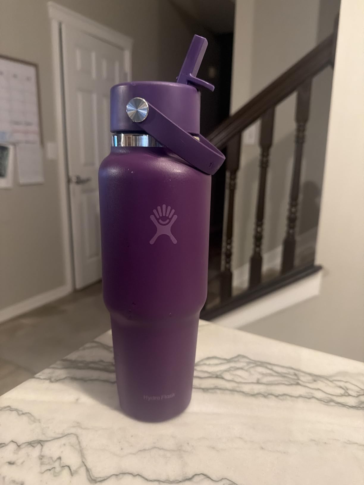 Hydro Flask Travel Water Bottle - Insulated Stainless Steel - Wide Straw Lid, Non Spill, Leakproof in 32 Oz Indigo Blue customer photo 2