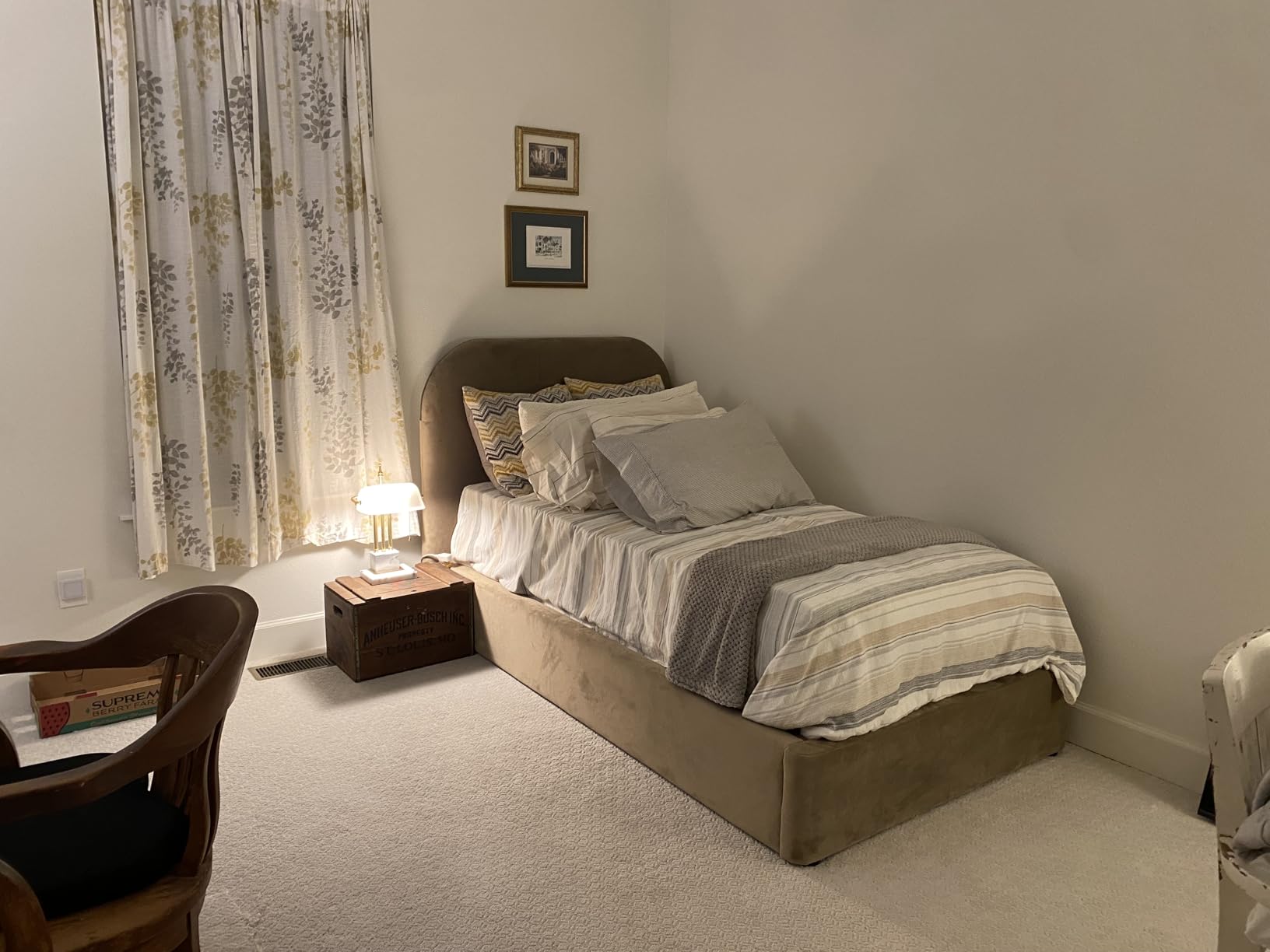 Modway Keynote Modern King Size Bed Frame with Curve Shaped Headboard in Taupe, Upholstered Performance Velvet King Platform Bed, Soft Cloud Bed Frame, No Box Spring Needed customer photo 1