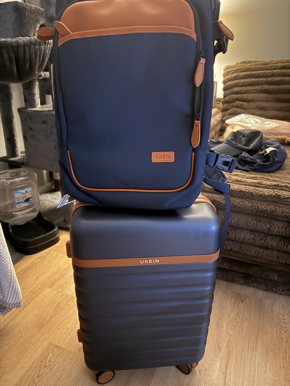 Luggage Sets 3 Piece, Carry On Luggage 20In With Spinner Wheels, PC Hardside Suitcase Set with TSA Lock, Durable Carry On Suitcase With Travel Backpack for Men (Beige, 3 piece set) customer photo 2
