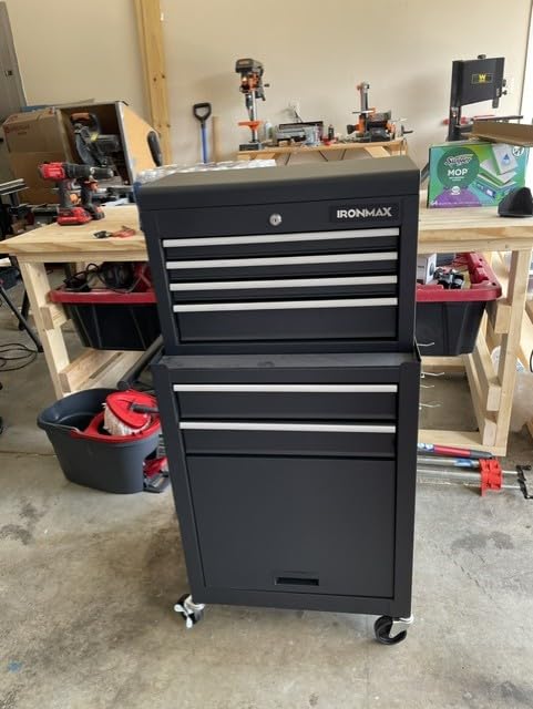 Goplus Tool Chest, 5-Drawer Rolling Cabinet with Detachable Top Toolbox, Lockable Wheels, Lock Bar, Metal Storage Cart for Garage Workshop customer photo 2