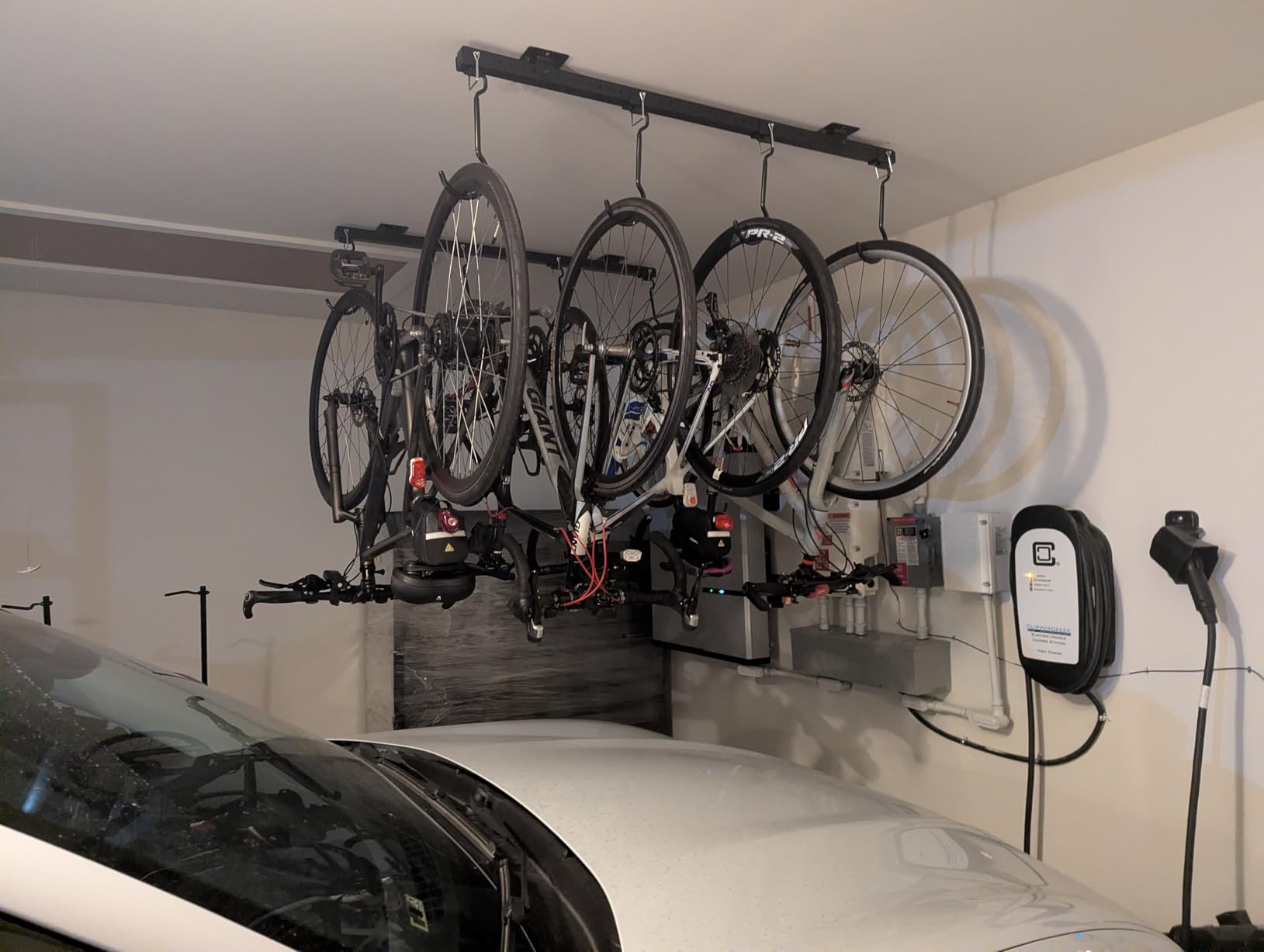 Teal Triangle Ceiling Mounted Bike Rack for Garage - Premium Bicycle Stand & Hanger for Space-Saving Storage, Adjustable Ceiling Hooks Hold 4-8 Bikes customer photo 2